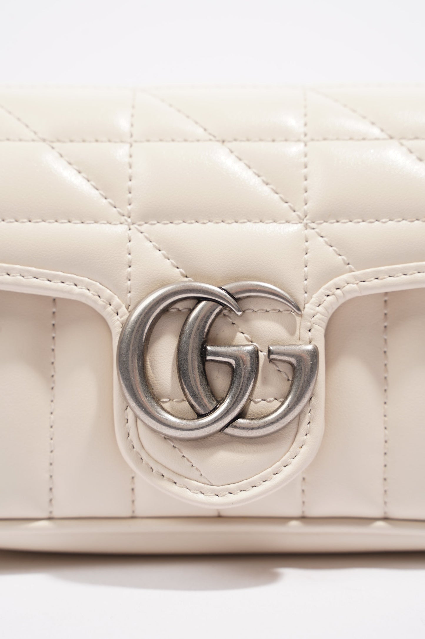 Gucci GG Marmont Super Mini Juniagrey Bag White Leather Mini
