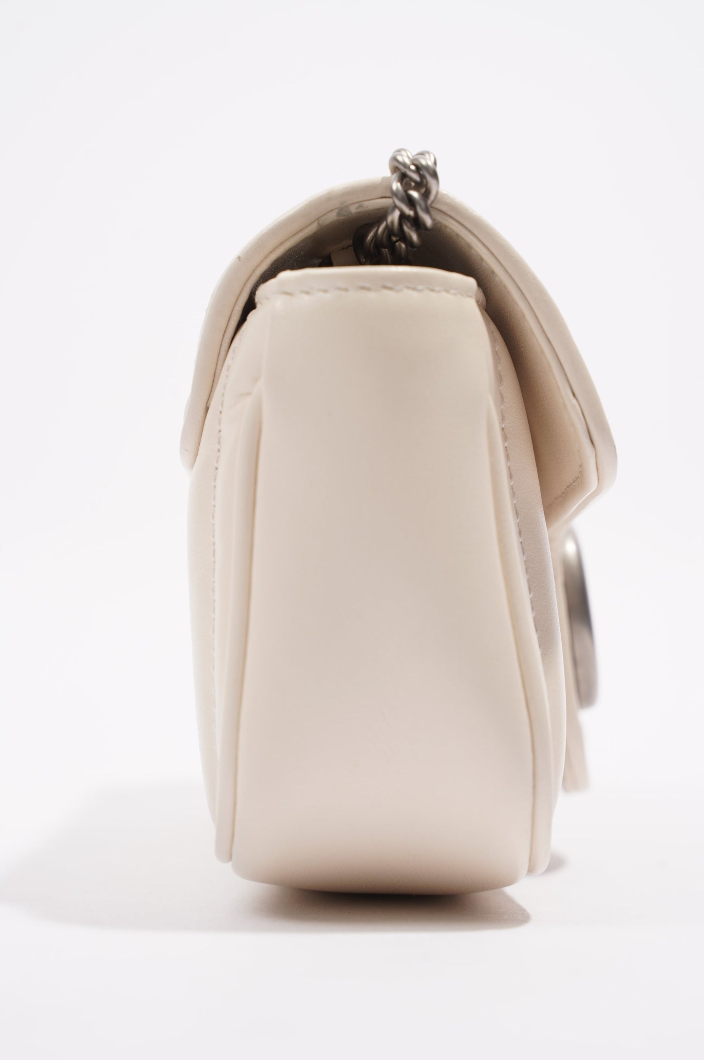 Gucci GG Marmont Super Mini Juniagrey Bag White Leather Mini
