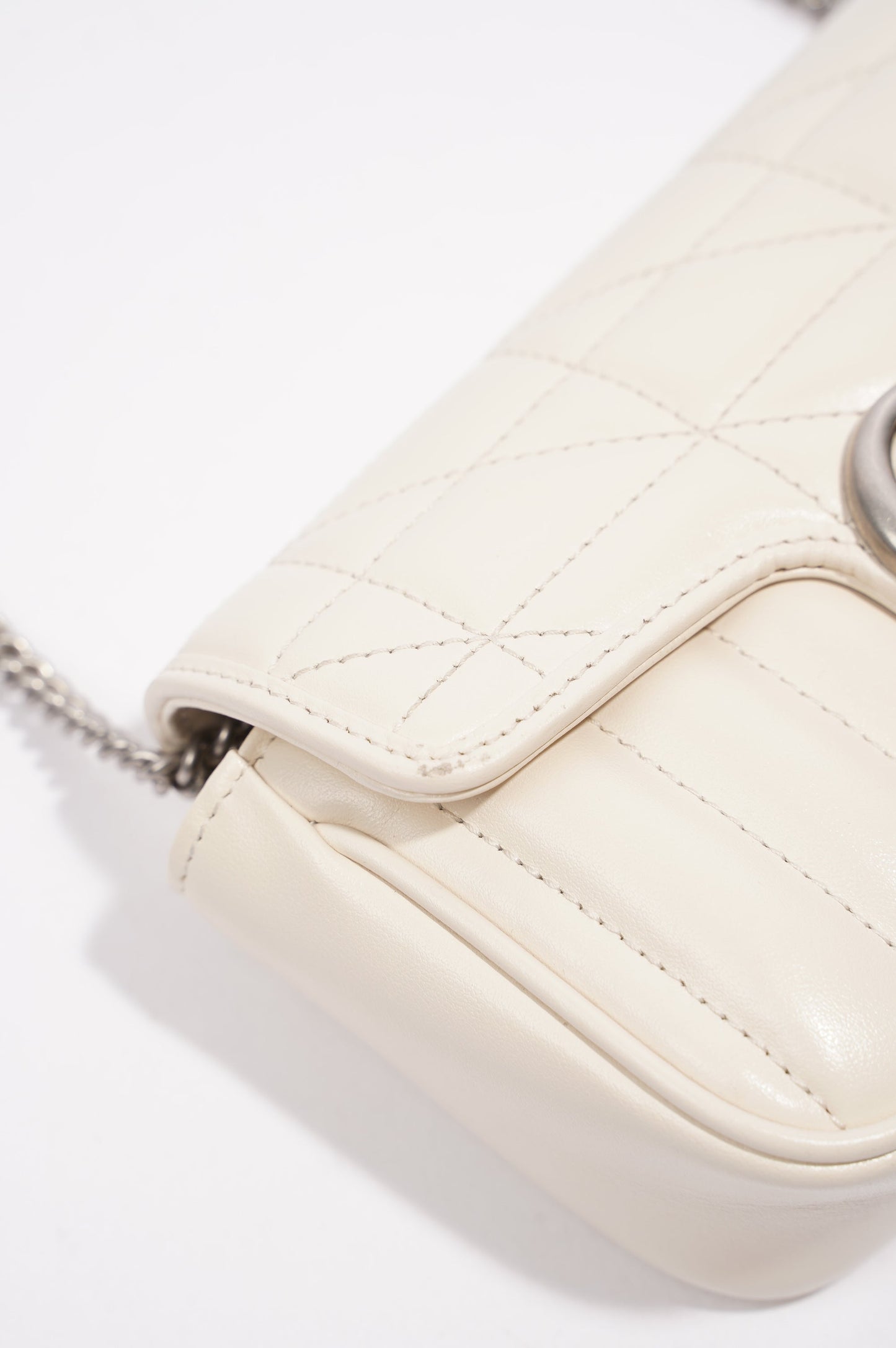 Gucci GG Marmont Super Mini Juniagrey Bag White Leather Mini