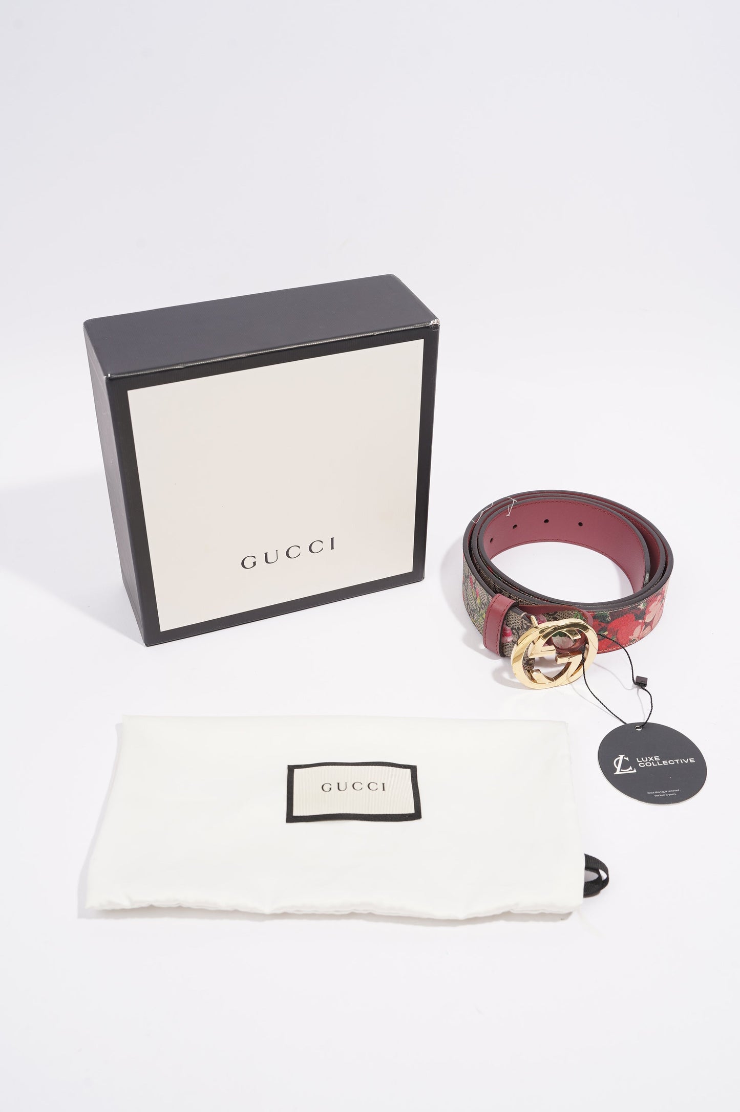 Gucci Interlocking Belt Floral / Supreme Canvas 95cm 38"