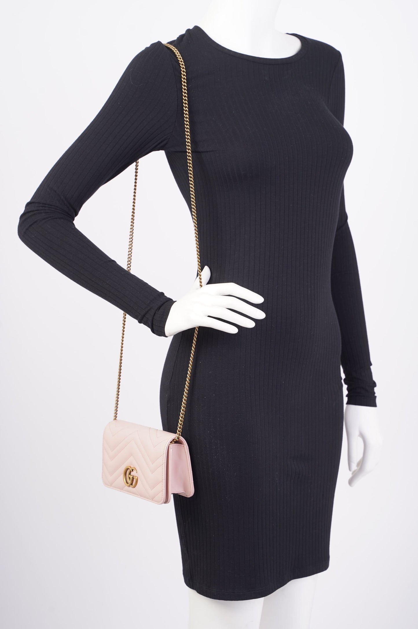 Gucci Marmont Chain Flap Pink Leather Mini