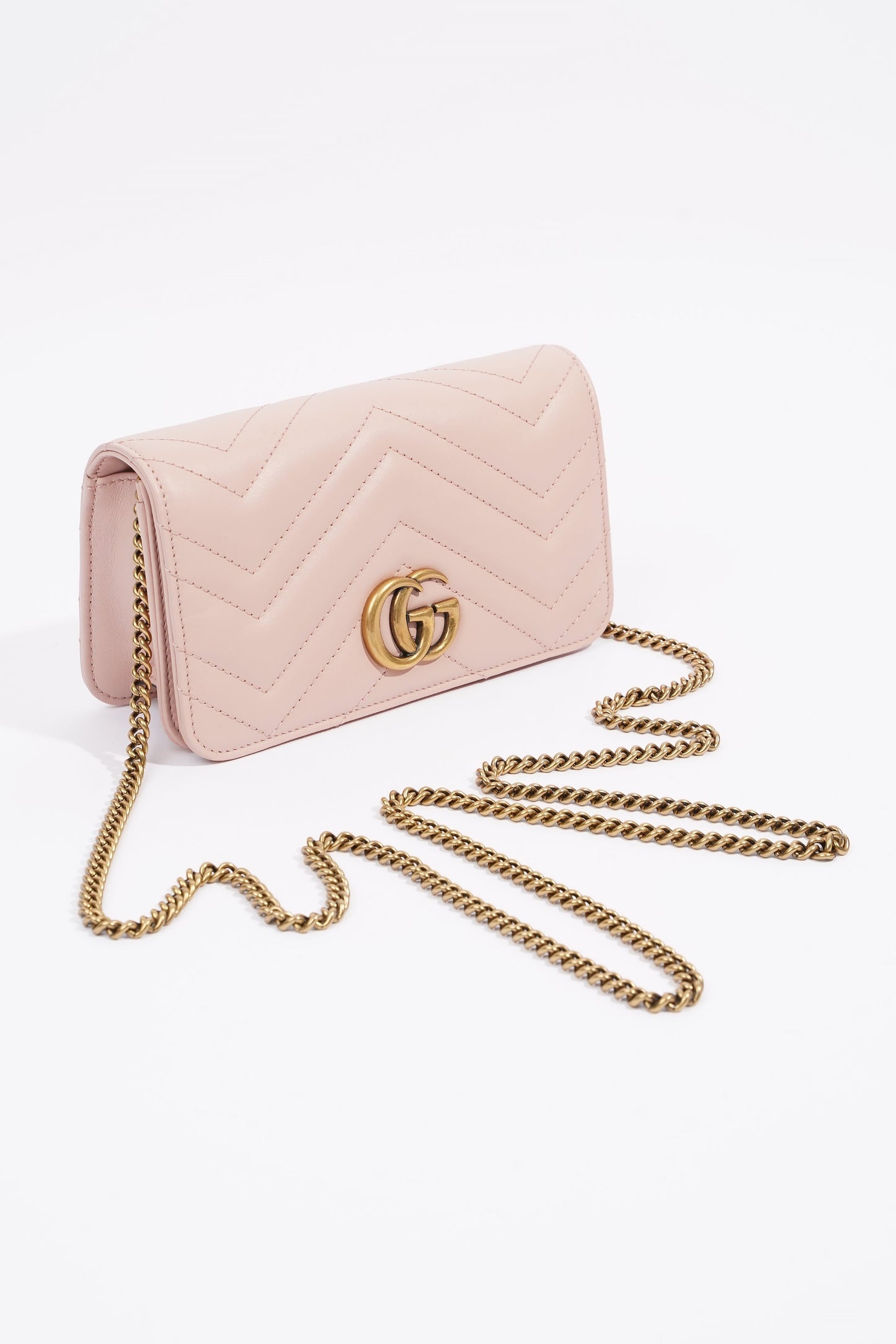 Gucci Marmont Chain Flap Pink Leather Mini