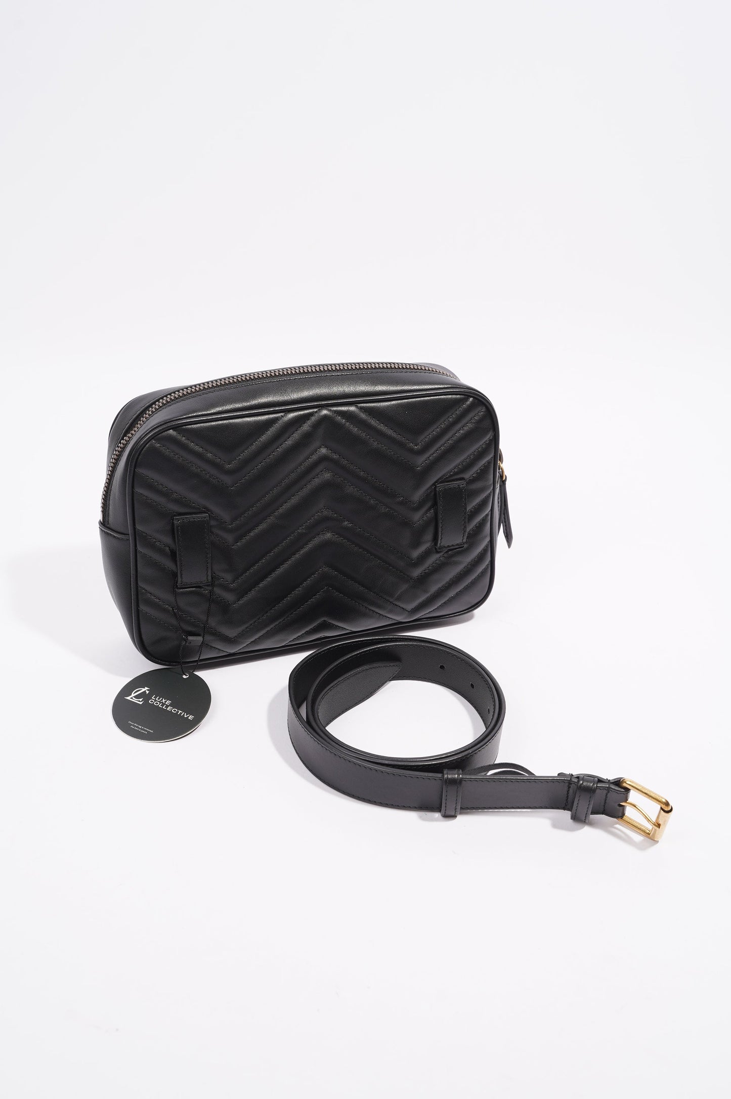 Gucci Marmont Belt Bag Black Matelasse Leather 80cm 32"