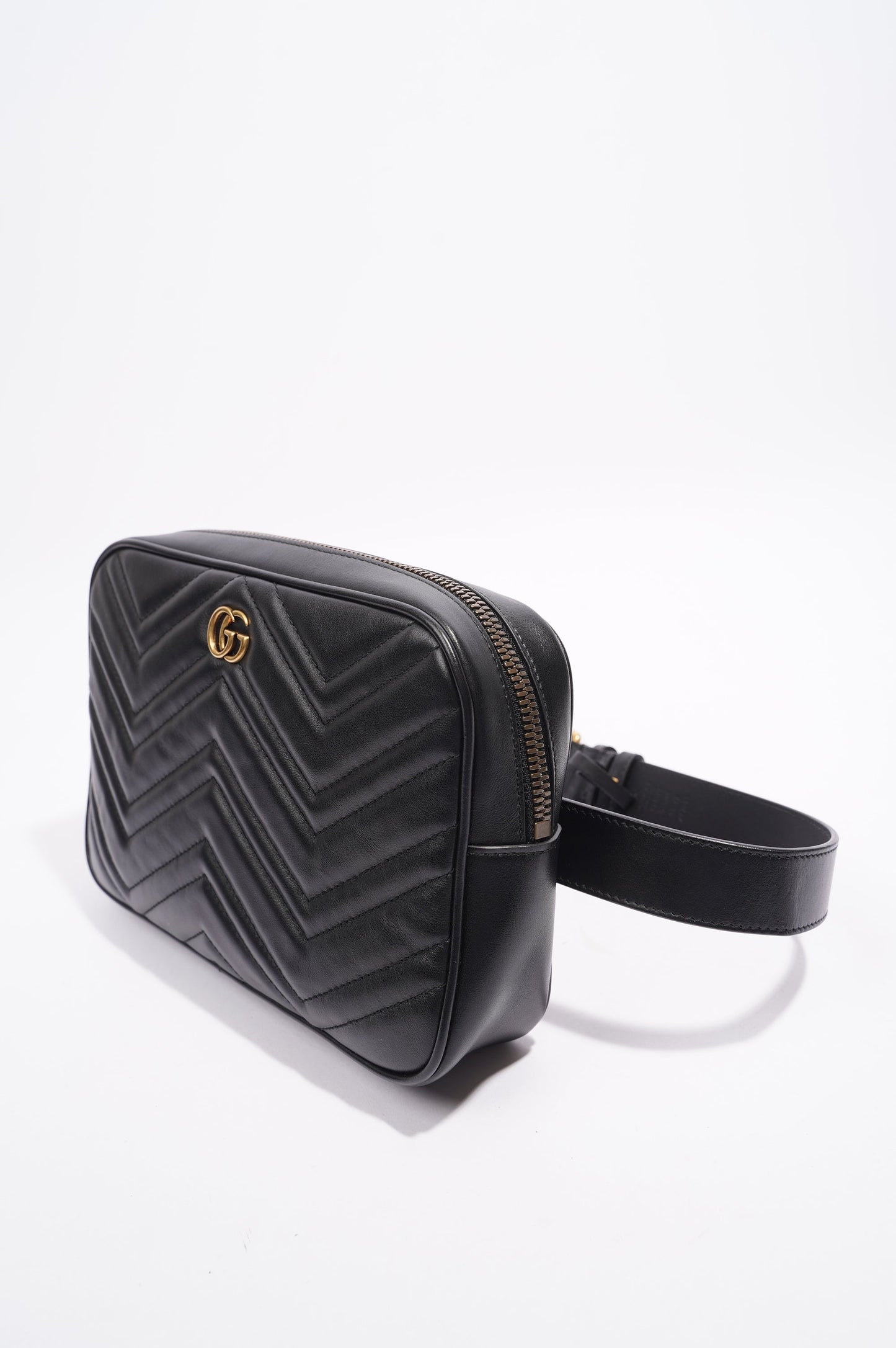 Gucci Marmont Belt Bag Black Matelasse Leather 80cm 32"