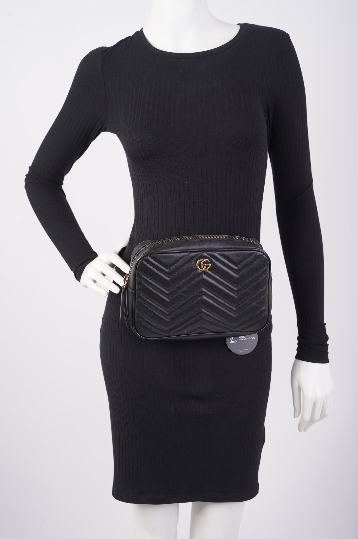 Gucci Marmont Belt Bag Black Matelasse Leather 80cm 32"