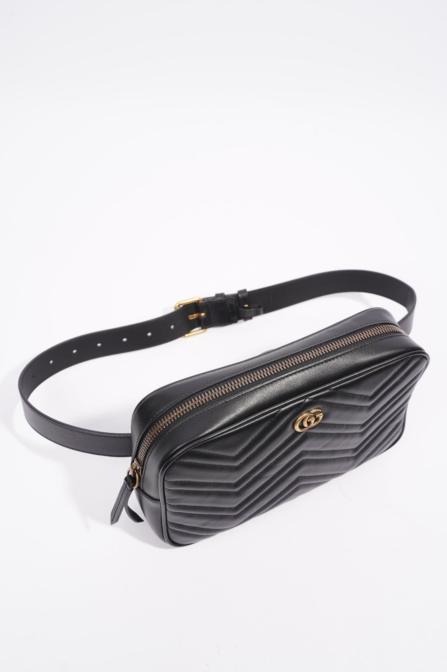 Gucci Marmont Belt Bag Black Matelasse Leather 80cm 32"