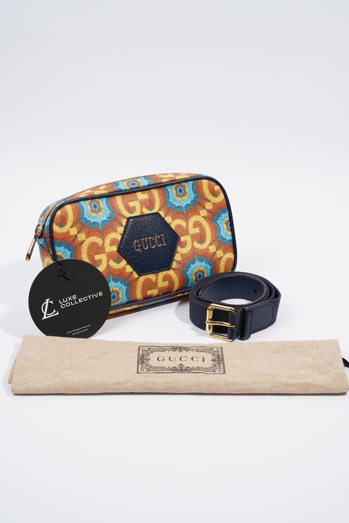 Gucci Kaleidoscope 100 Belt Bag Blue / Orange / Yellow Canvas