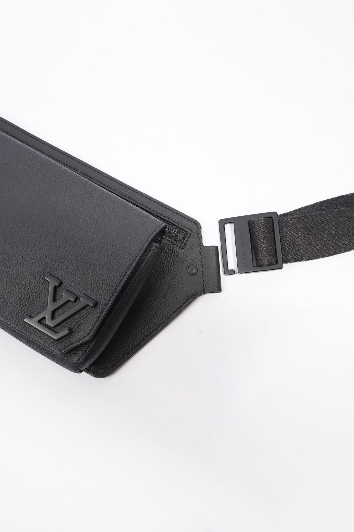 Louis Vuitton Aerogram Takeoff Sling Bum Bag Black Leather