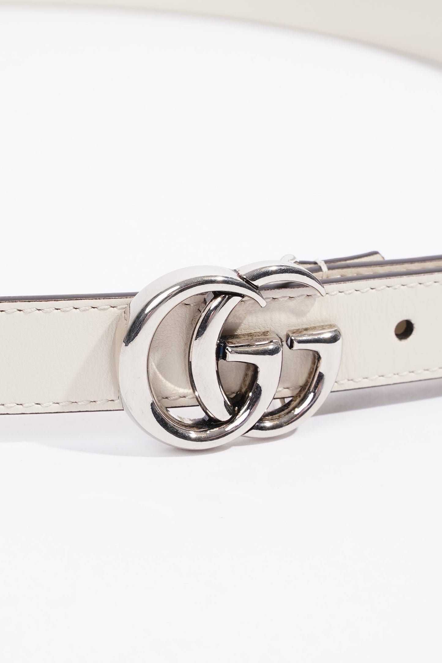 Gucci Marmont Belt White Leather 95cm