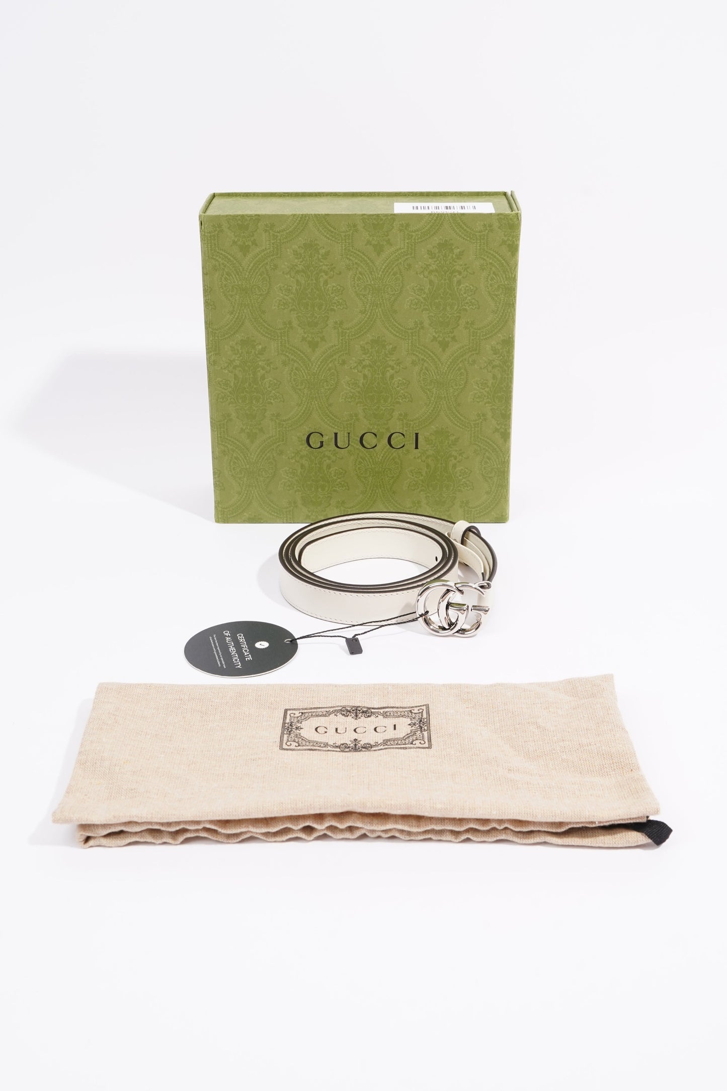 Gucci Marmont Belt White Leather 95cm