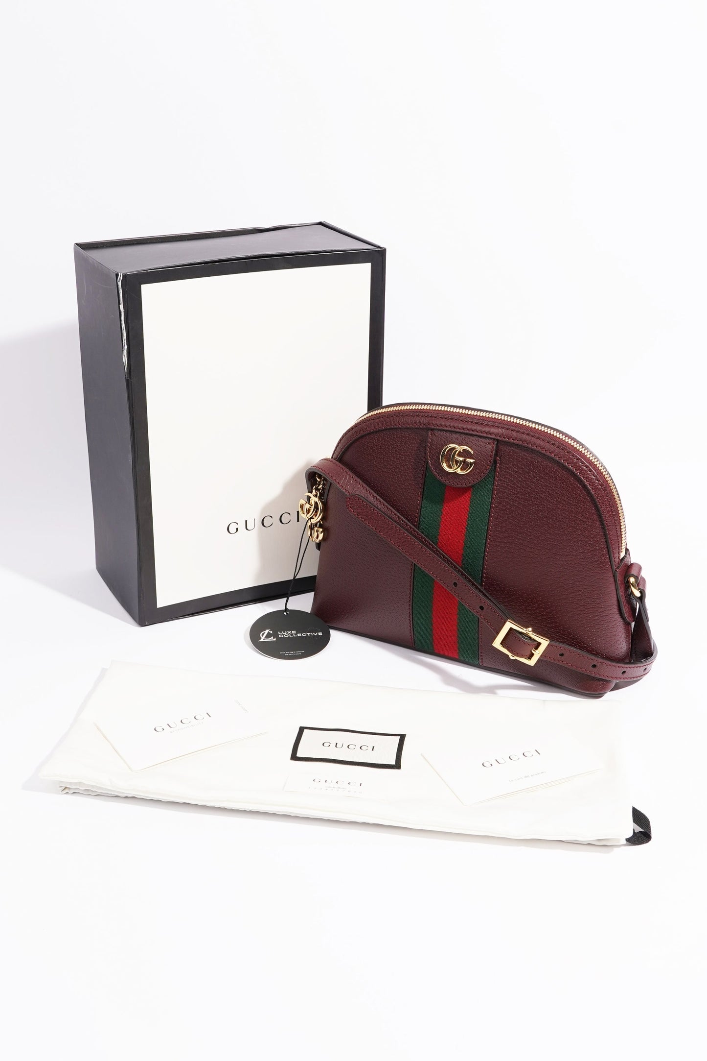 Gucci Ophidia GG Shoulder Bag Wine / Green / Red Leather