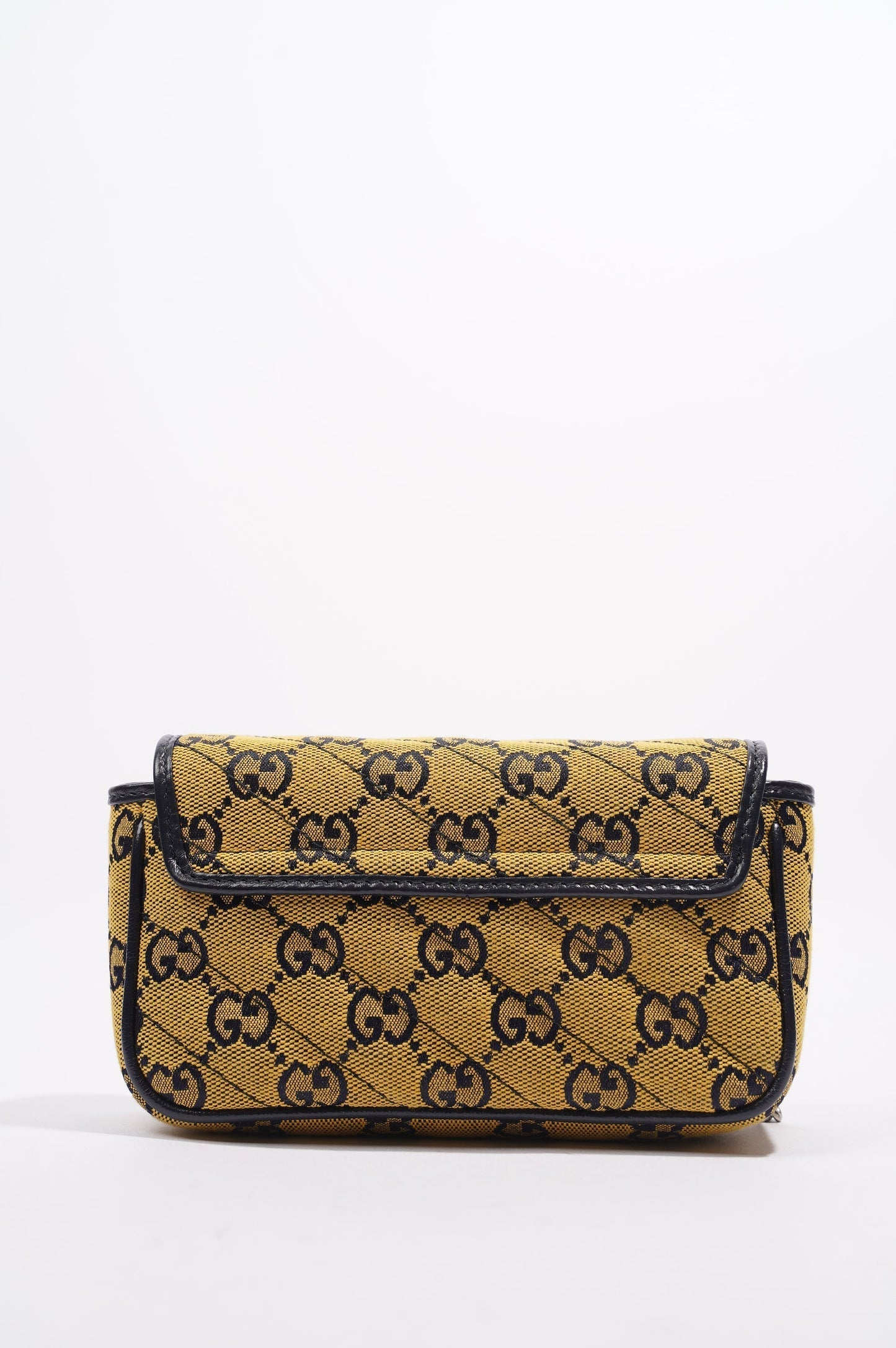 Gucci GG Marmont Flap Bag Yellow / Navy Canvas Super Mini