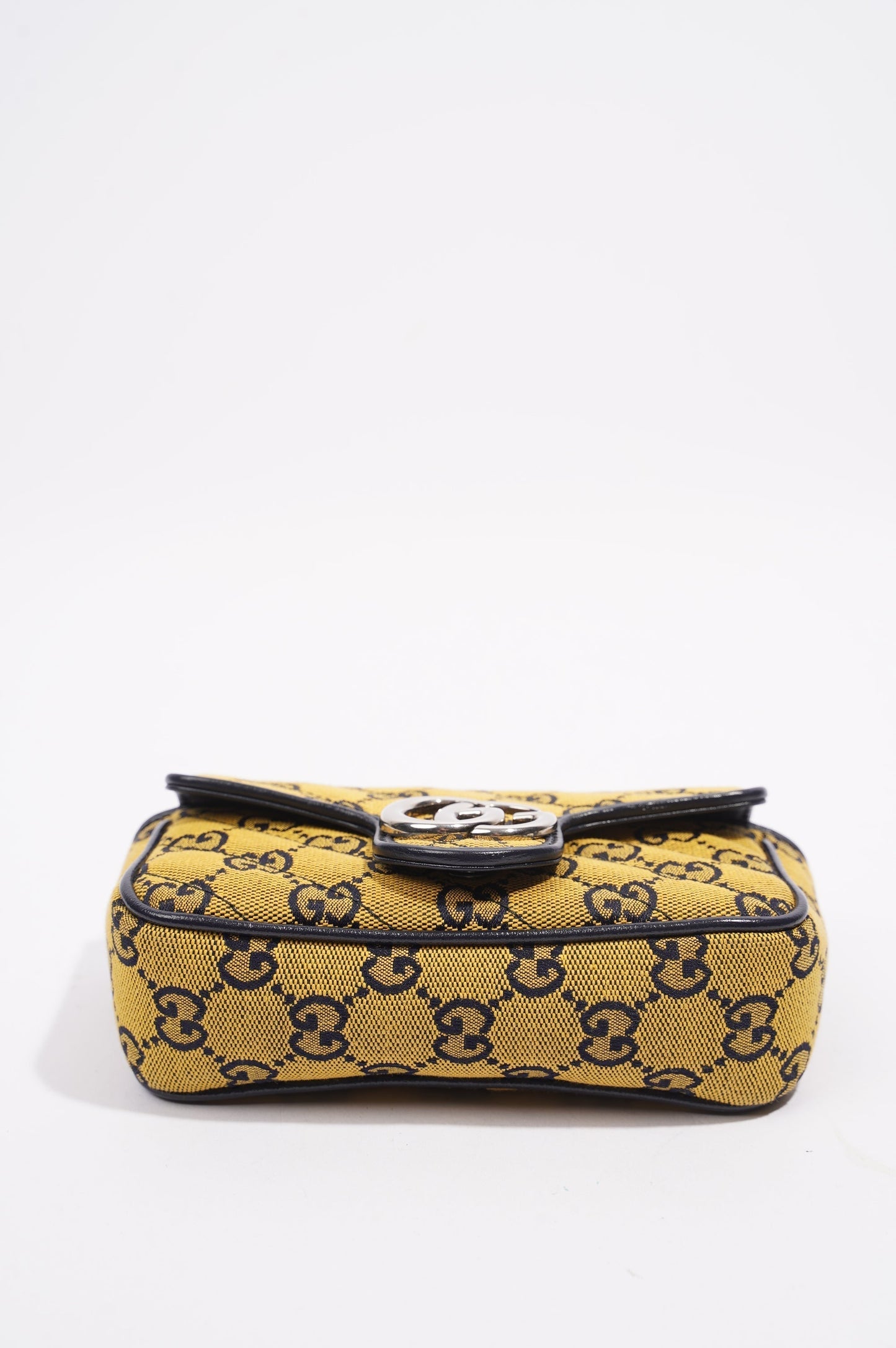 Gucci GG Marmont Flap Bag Yellow / Navy Canvas Super Mini
