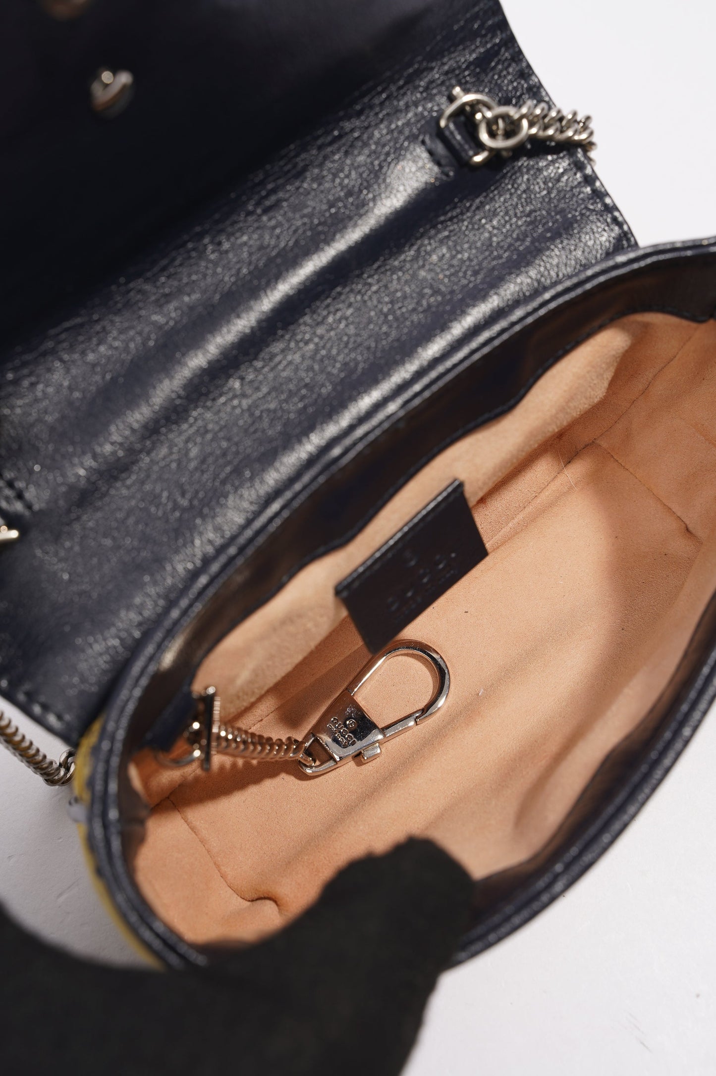Gucci GG Marmont Flap Bag Yellow / Navy Canvas Super Mini