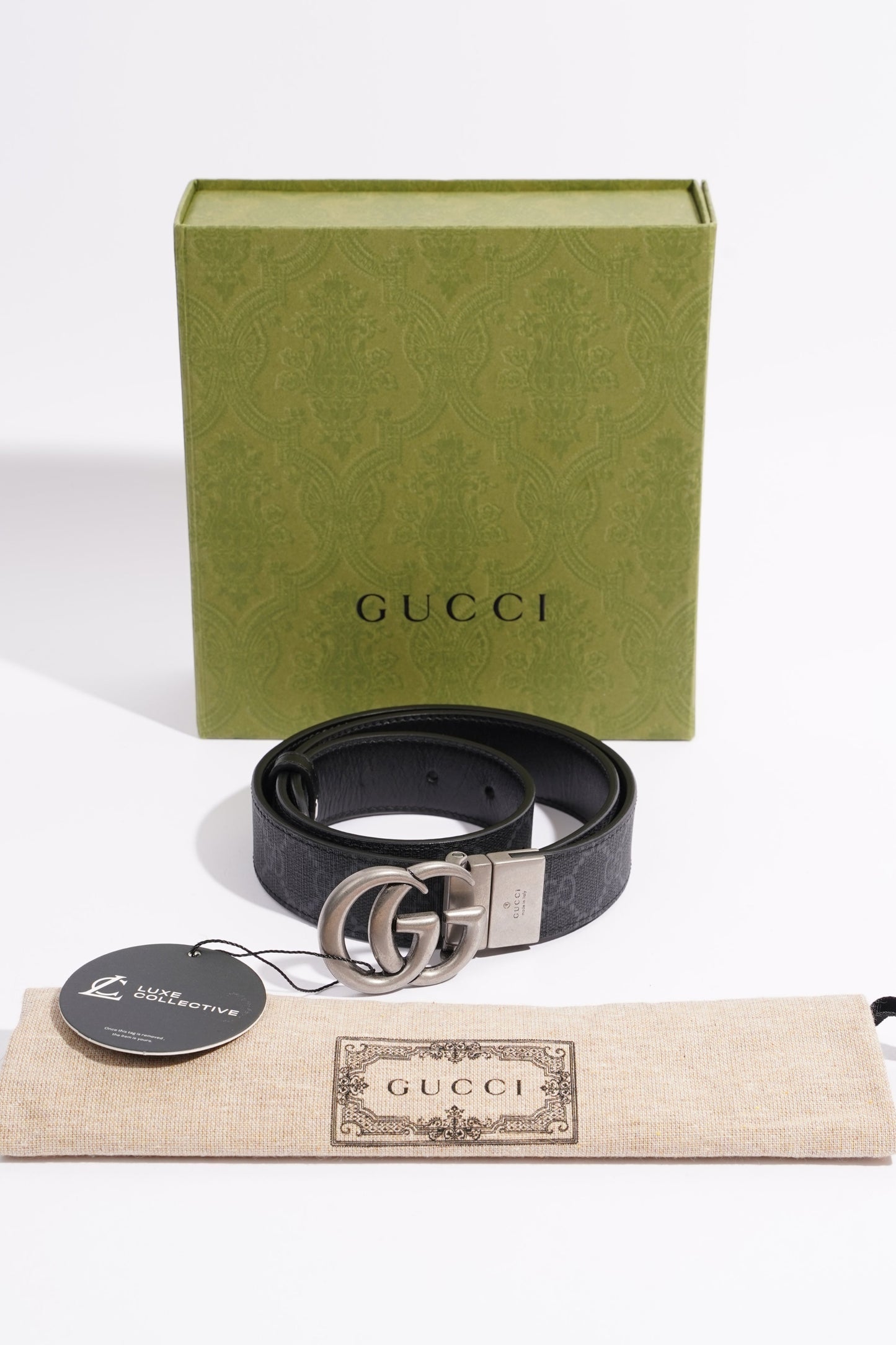 Gucci GG Marmont Reversible Belt Black GG Supreme Canvas 85cm 34"