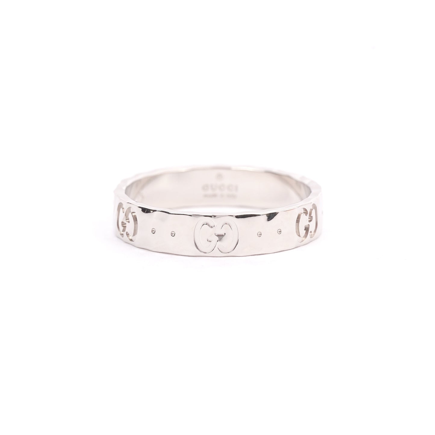 Gucci Hammered ring band silver White Gold
