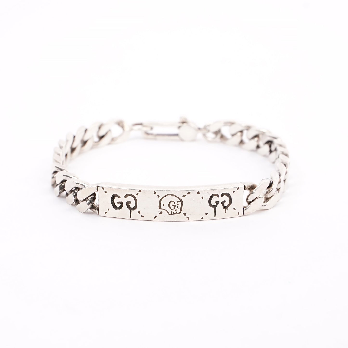 Gucci Ghost Chain ID Bracelet Silver Silver Sterling 17cm