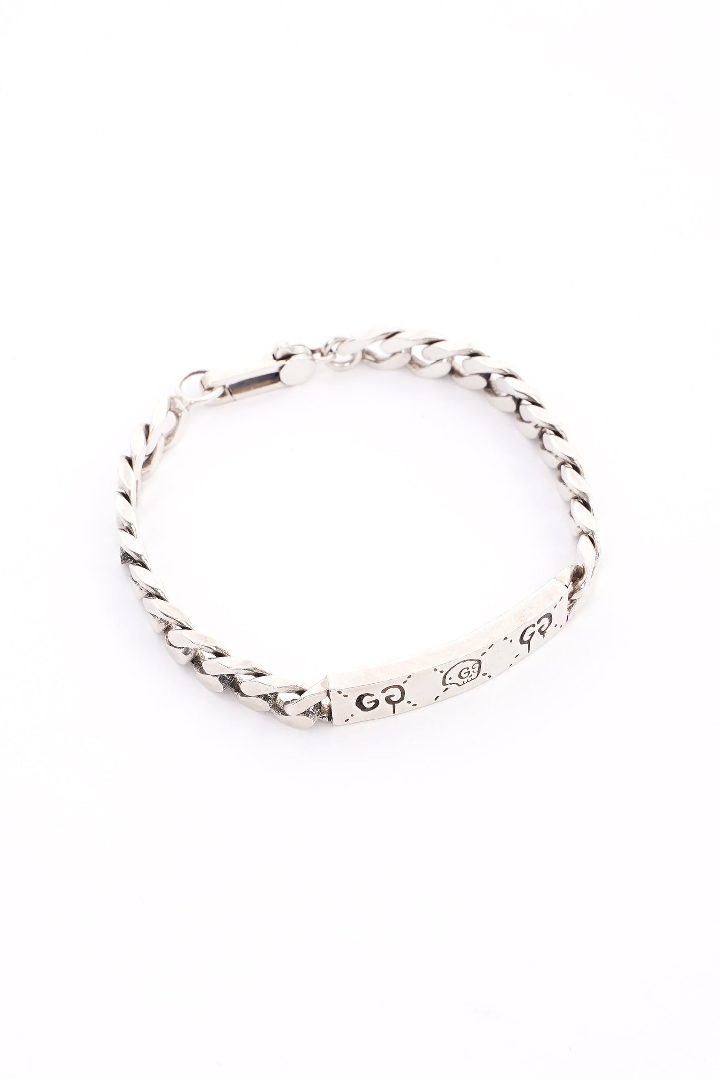 Gucci Ghost Chain ID Bracelet Silver Silver Sterling 17cm