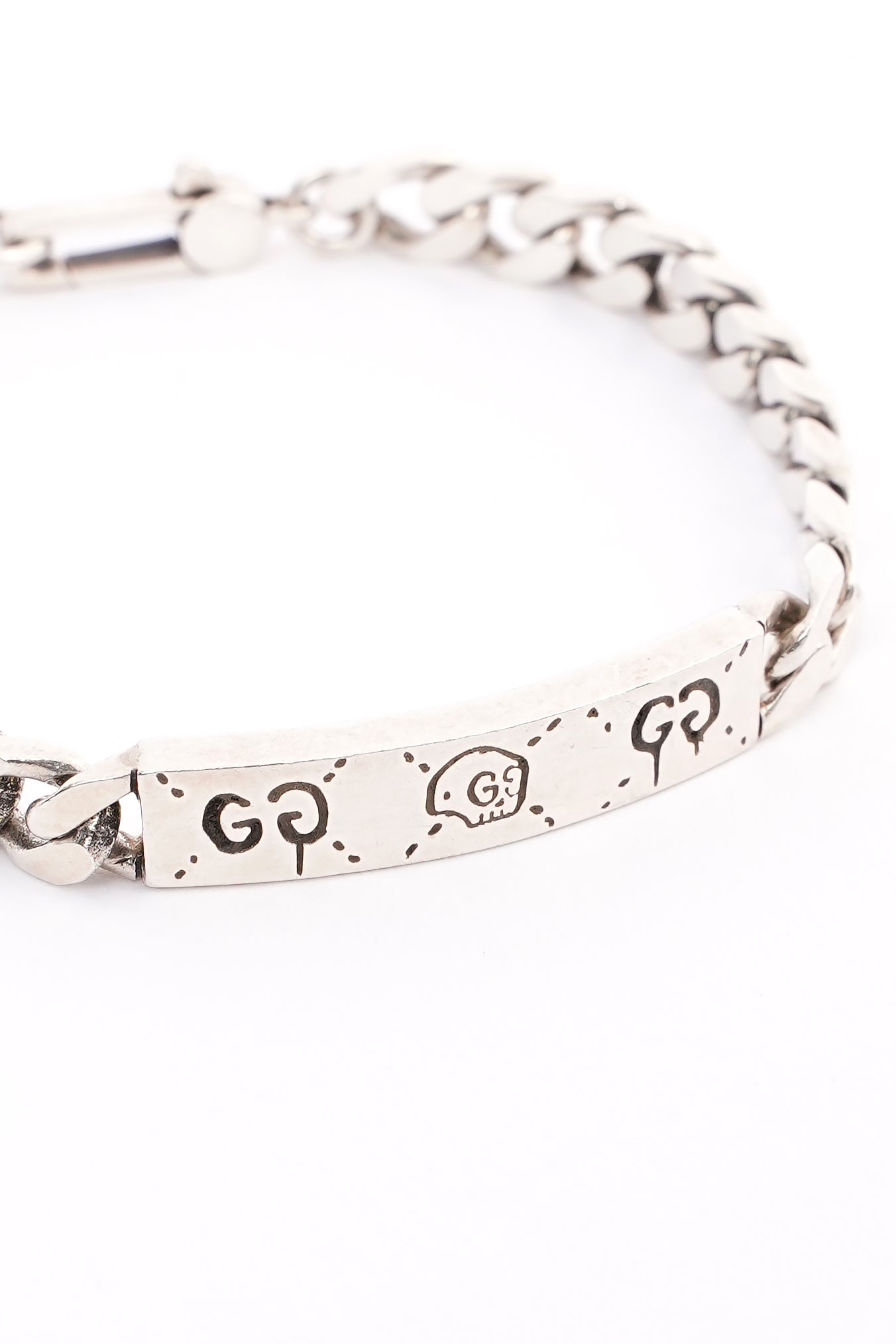 Gucci Ghost Chain ID Bracelet Silver Silver Sterling 17cm