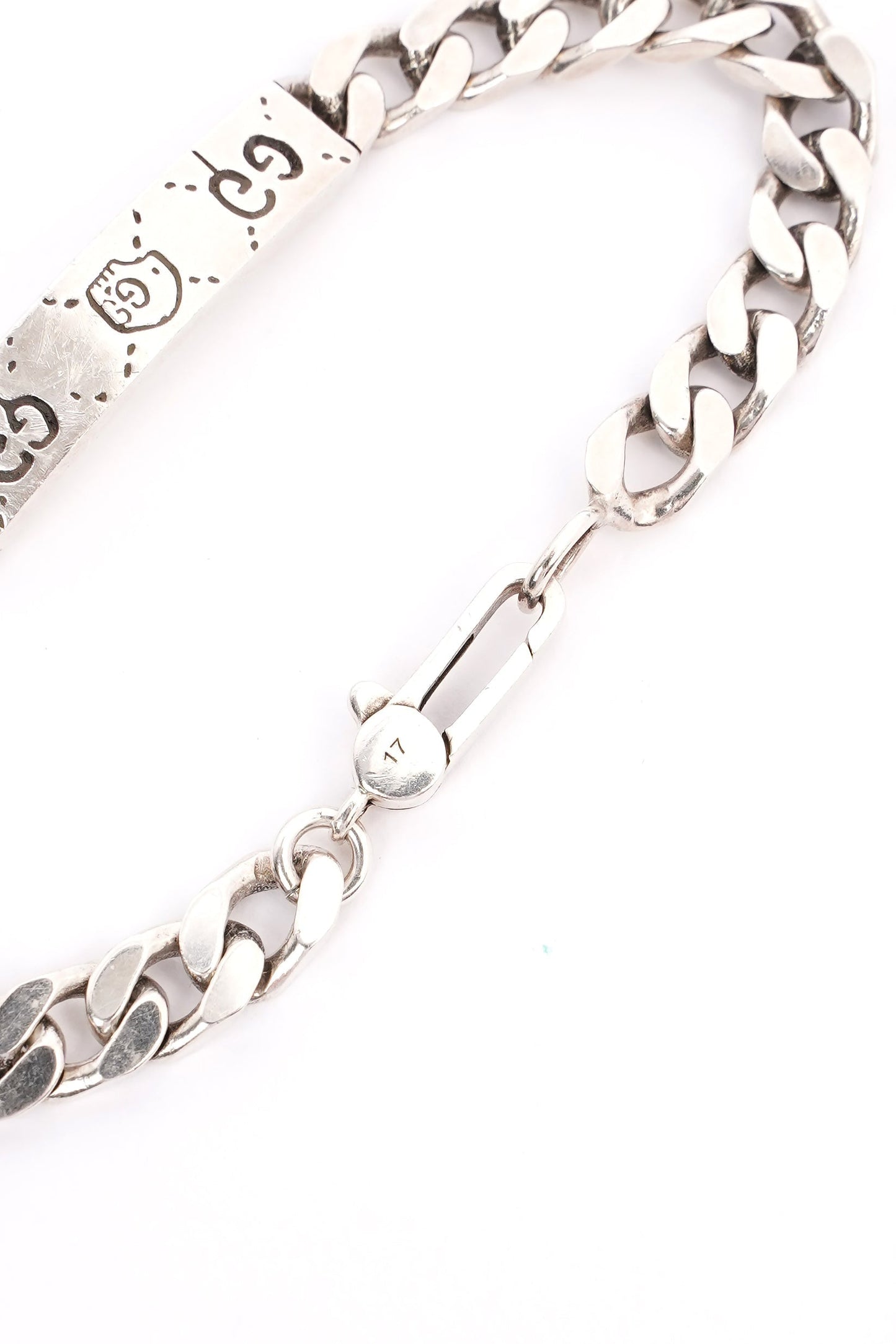 Gucci Ghost Chain ID Bracelet Silver Silver Sterling 17cm