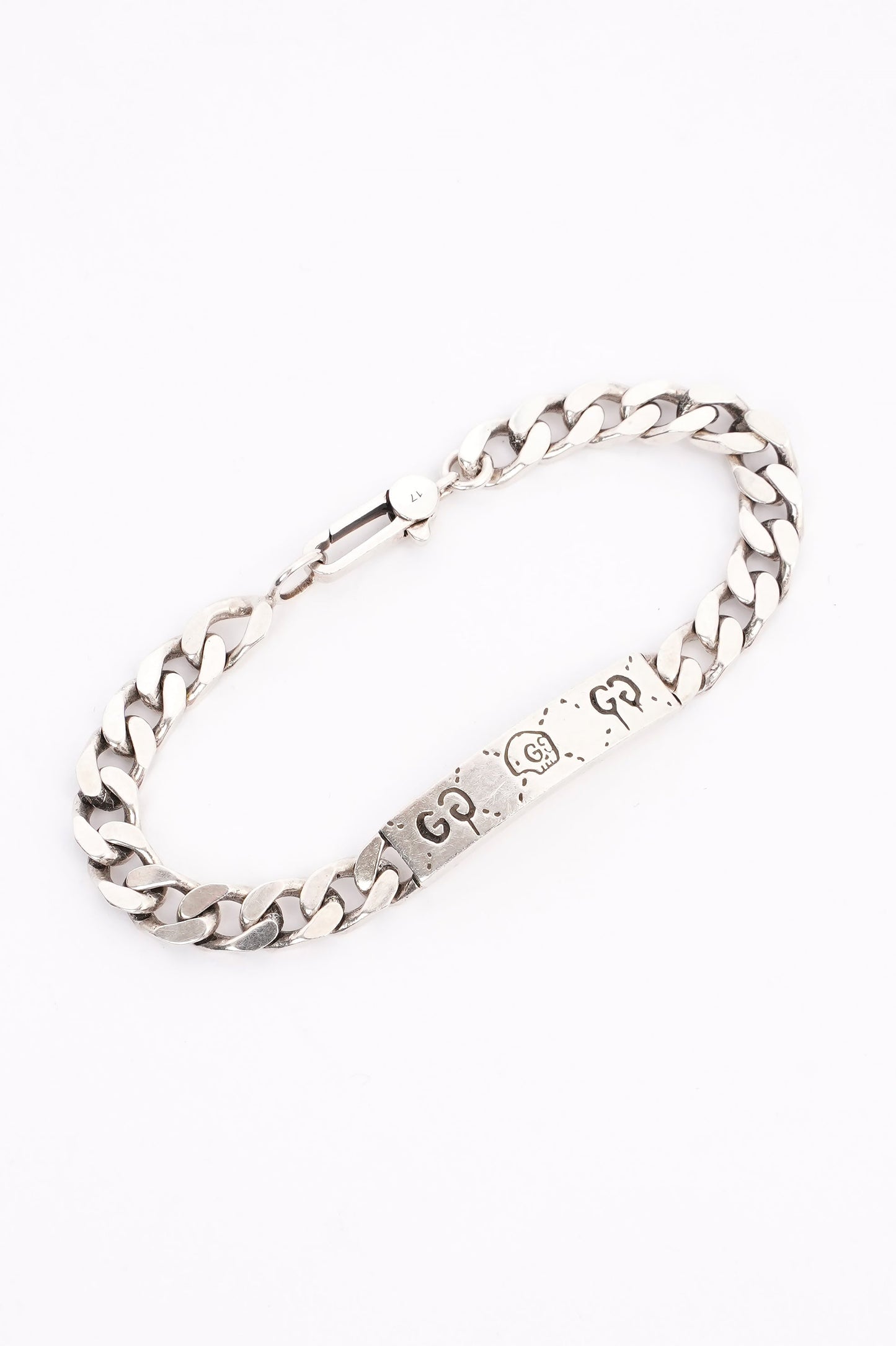 Gucci Ghost Chain ID Bracelet Silver Silver Sterling 17cm