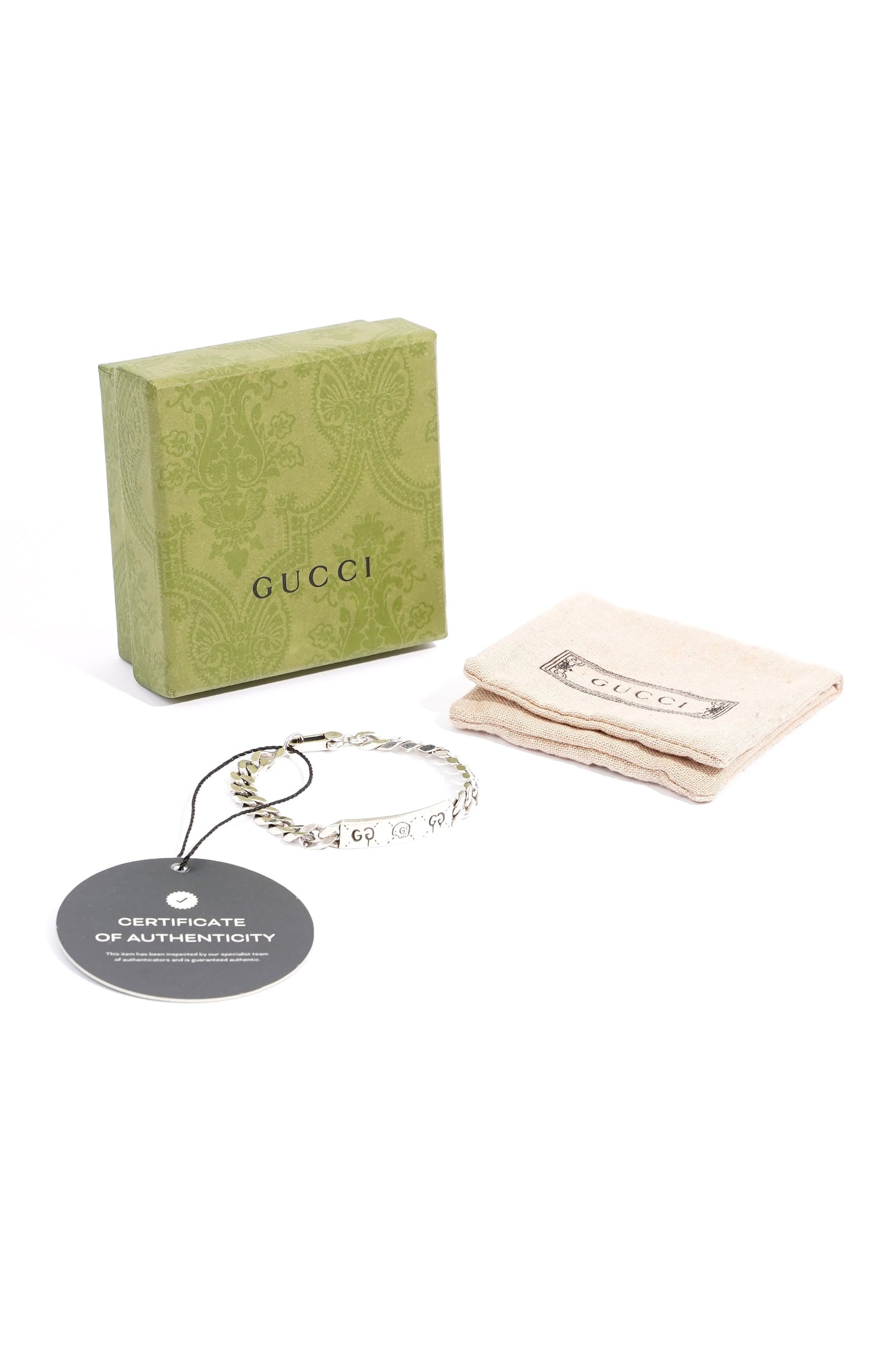 Gucci Ghost Chain ID Bracelet Silver Silver Sterling 17cm