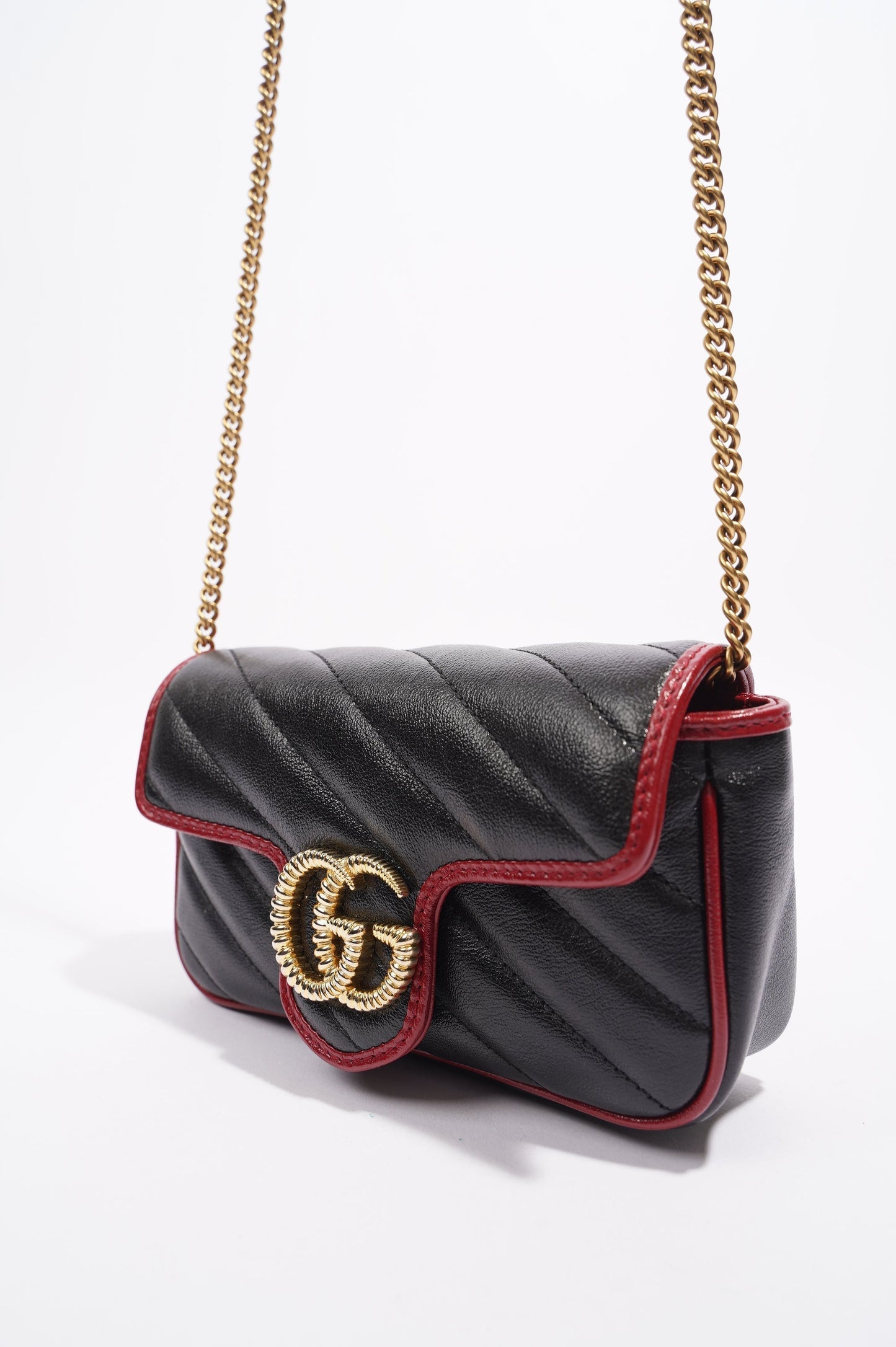 Gucci Torchon GG Marmont Black Leather Super Mini