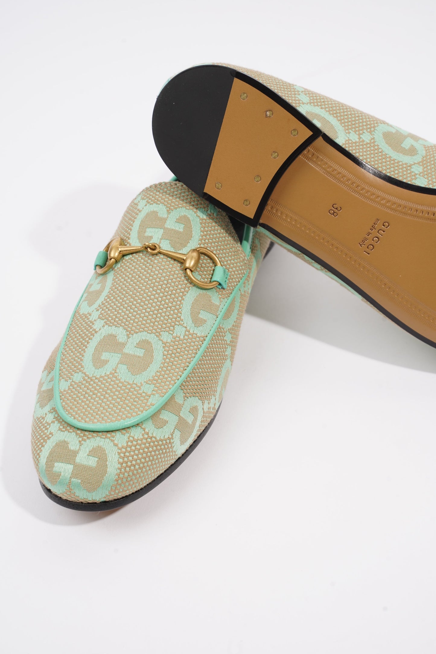 Gucci Jumbo GG Jordaan Green / Beige Canvas EU 38 UK 5