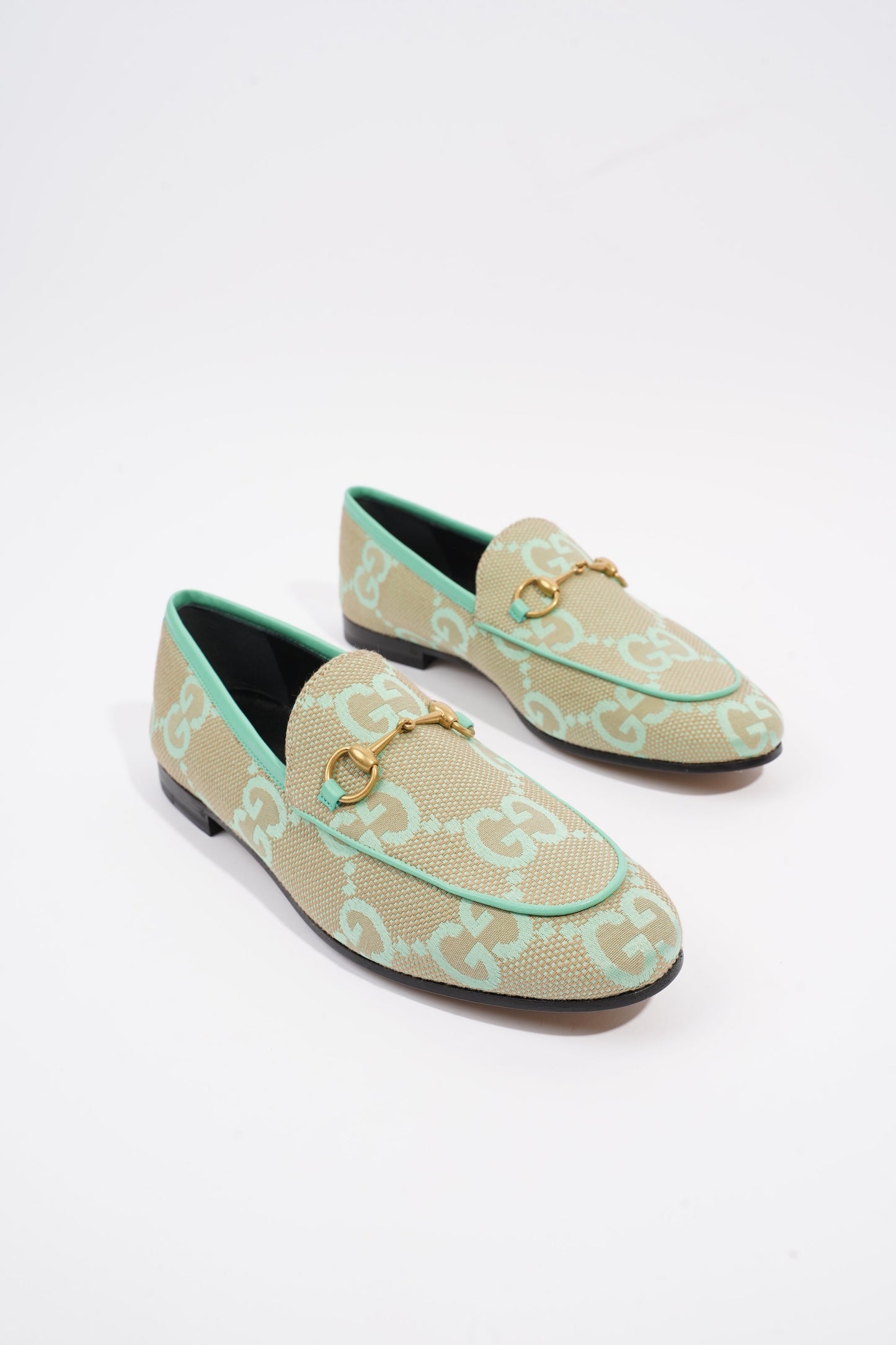 Gucci Jumbo GG Jordaan Green / Beige Canvas EU 38 UK 5
