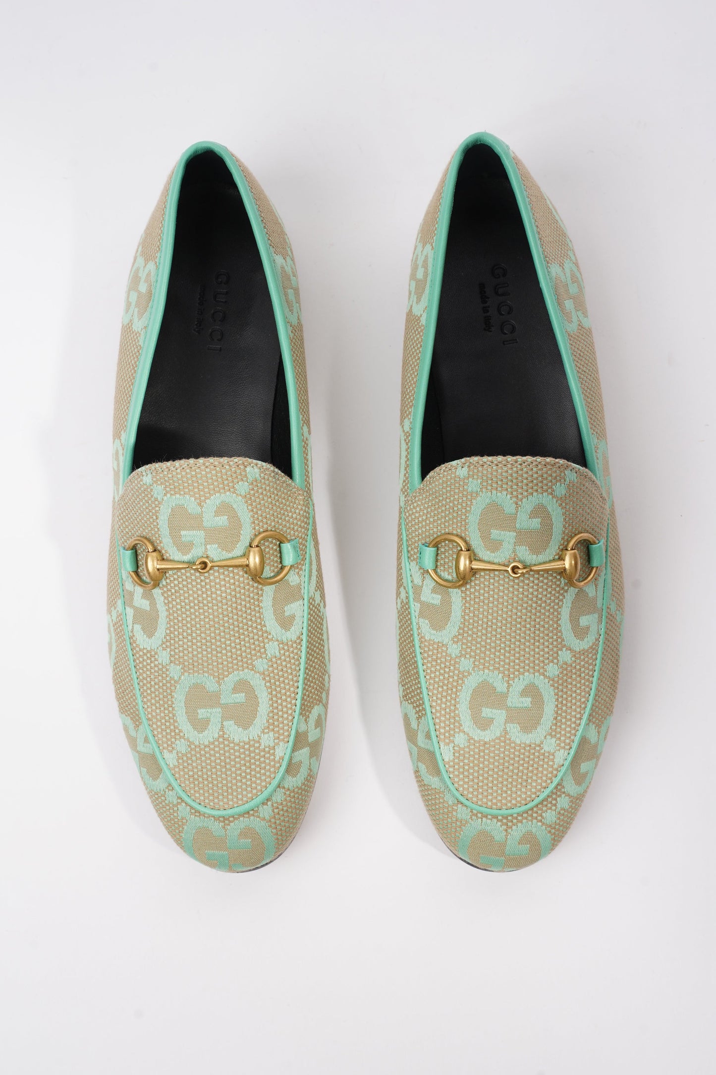 Gucci Jumbo GG Jordaan Green / Beige Canvas EU 38 UK 5