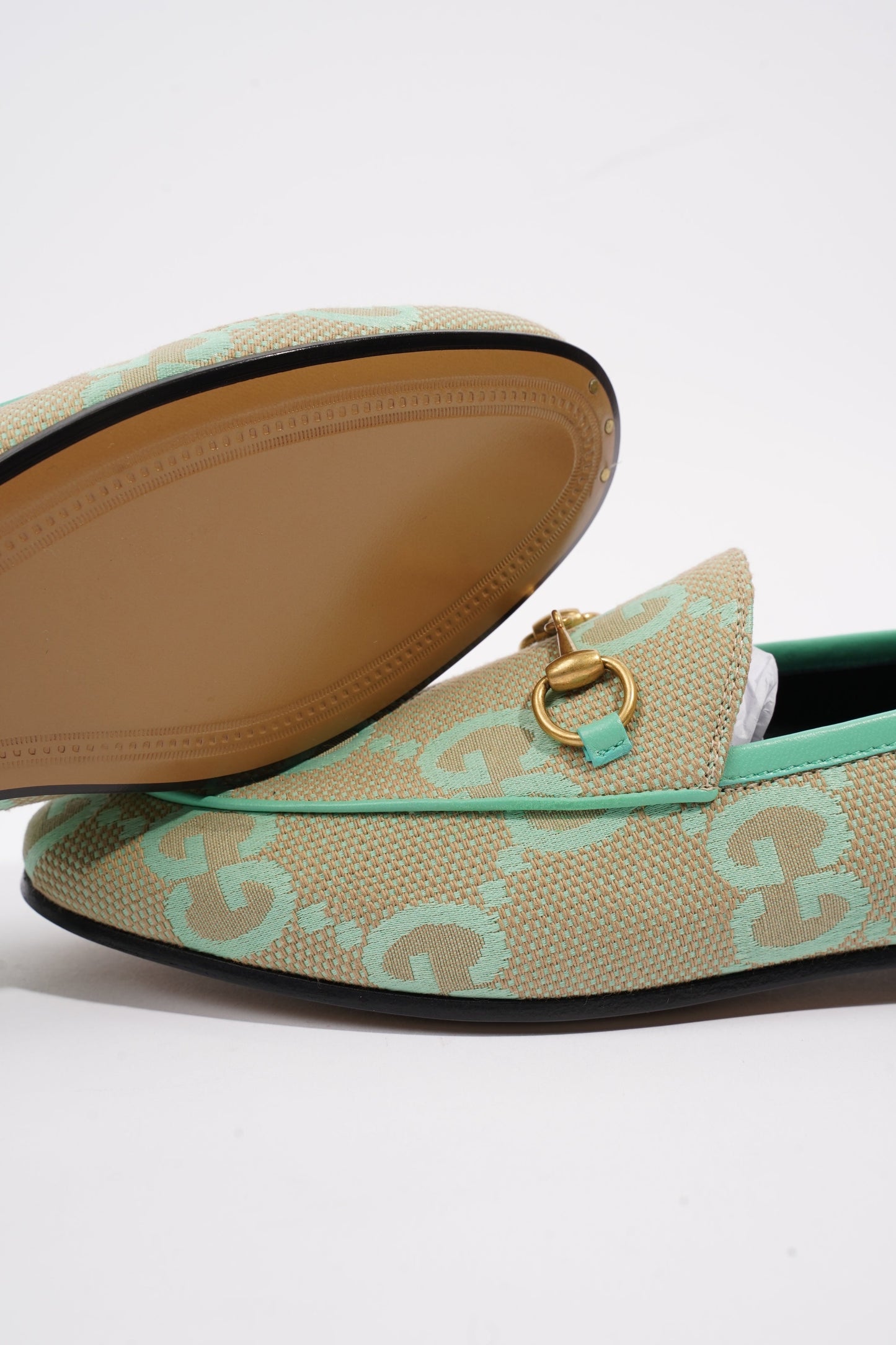 Gucci Jumbo GG Jordaan Green / Beige Canvas EU 38 UK 5