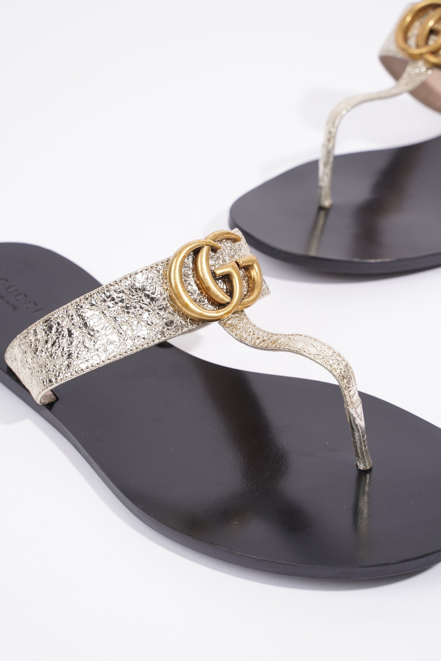 Gucci GG Marmont Gold Metallic / Black Leather EU 40 UK 7