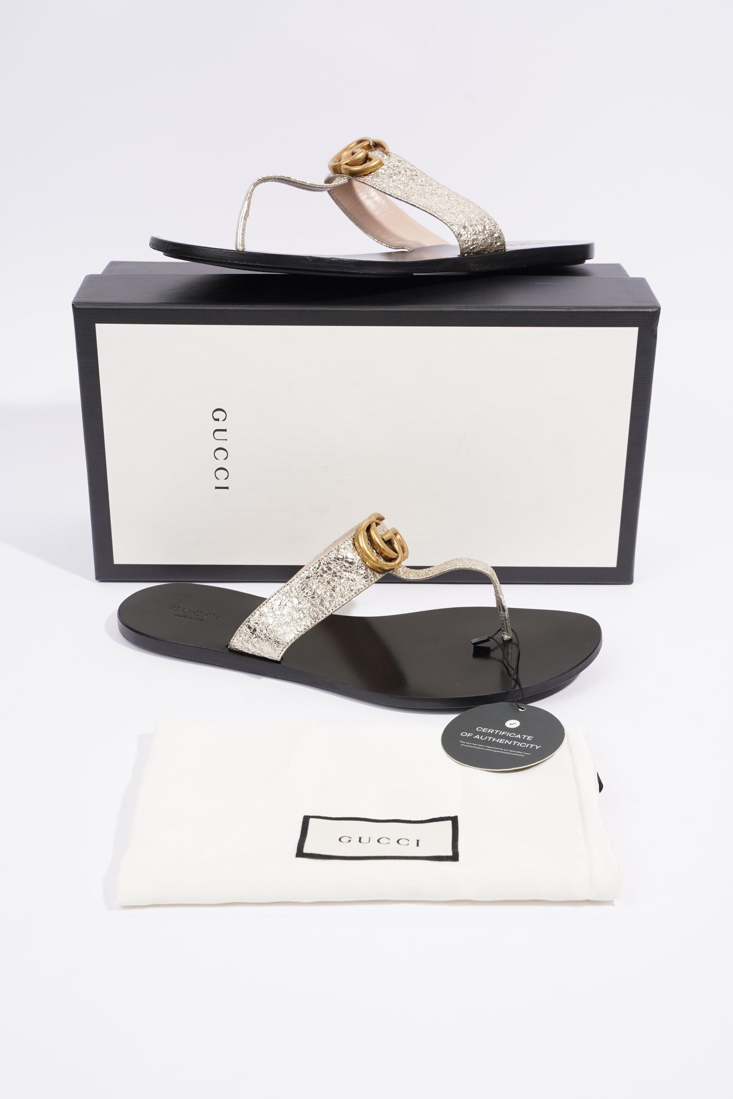 Gucci GG Marmont Gold Metallic / Black Leather EU 40 UK 7