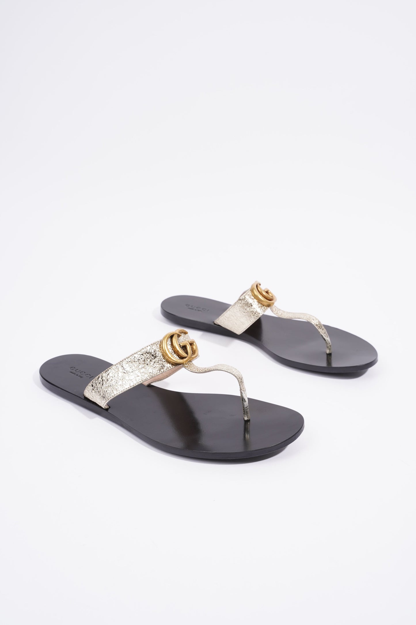 Gucci GG Marmont Gold Metallic / Black Leather EU 40 UK 7