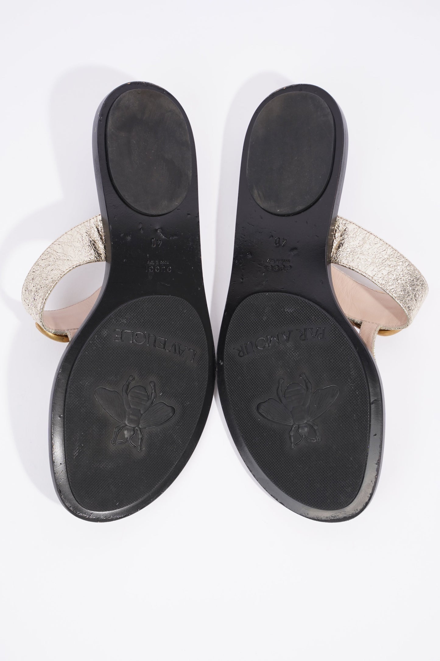 Gucci GG Marmont Gold Metallic / Black Leather EU 40 UK 7