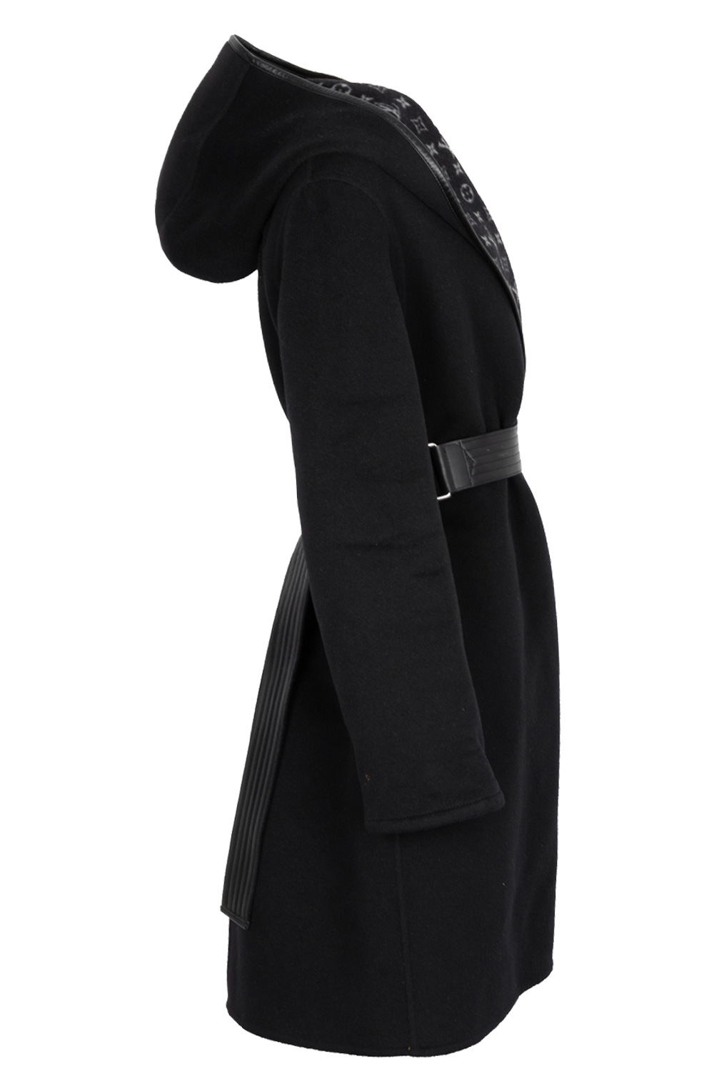 LOUIS VUITTON Belted Coat Wool MNG Black