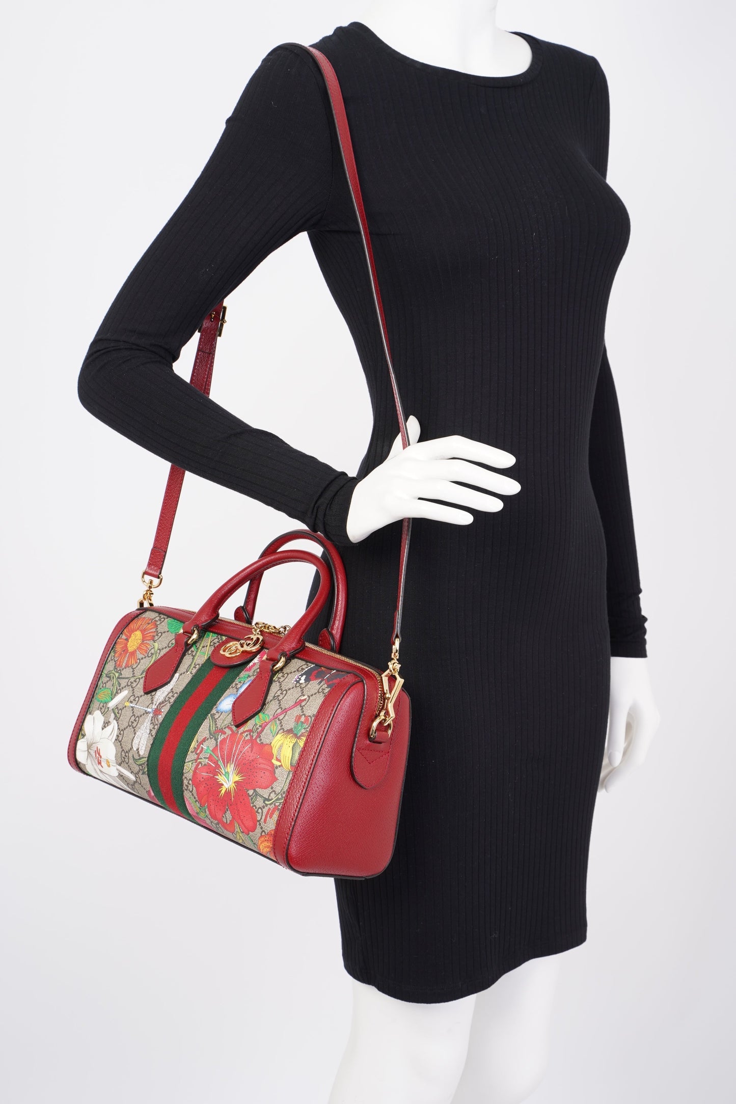 Gucci Ophidia Boston GG Supreme Floral Coated Canvas