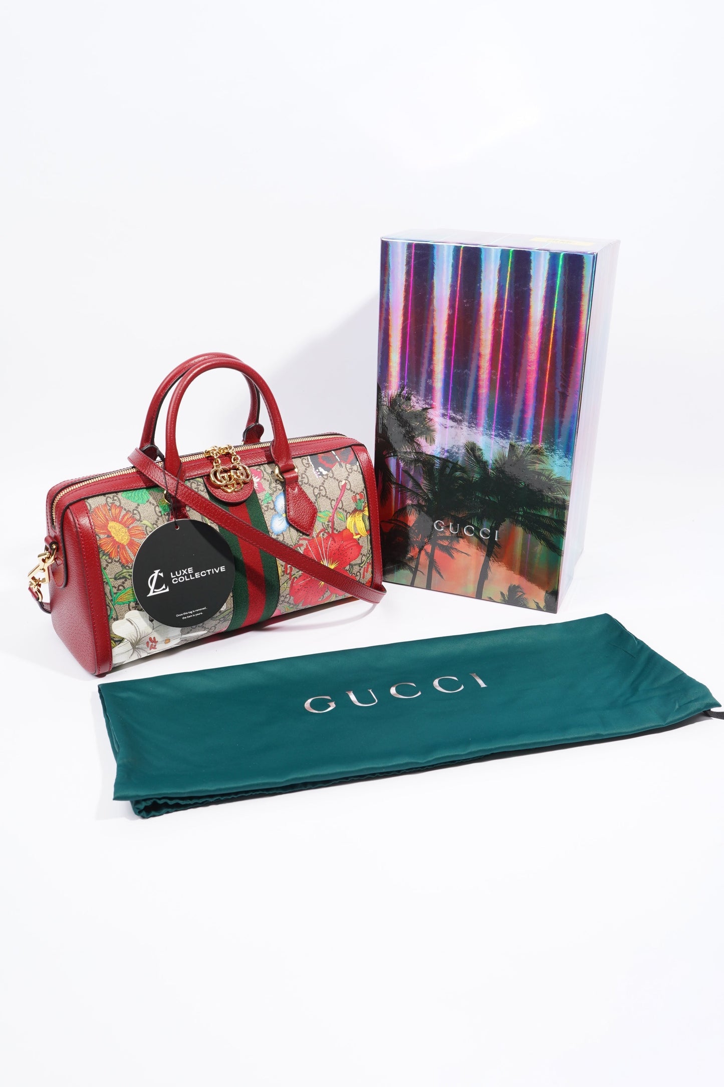 Gucci Ophidia Boston GG Supreme Floral Coated Canvas