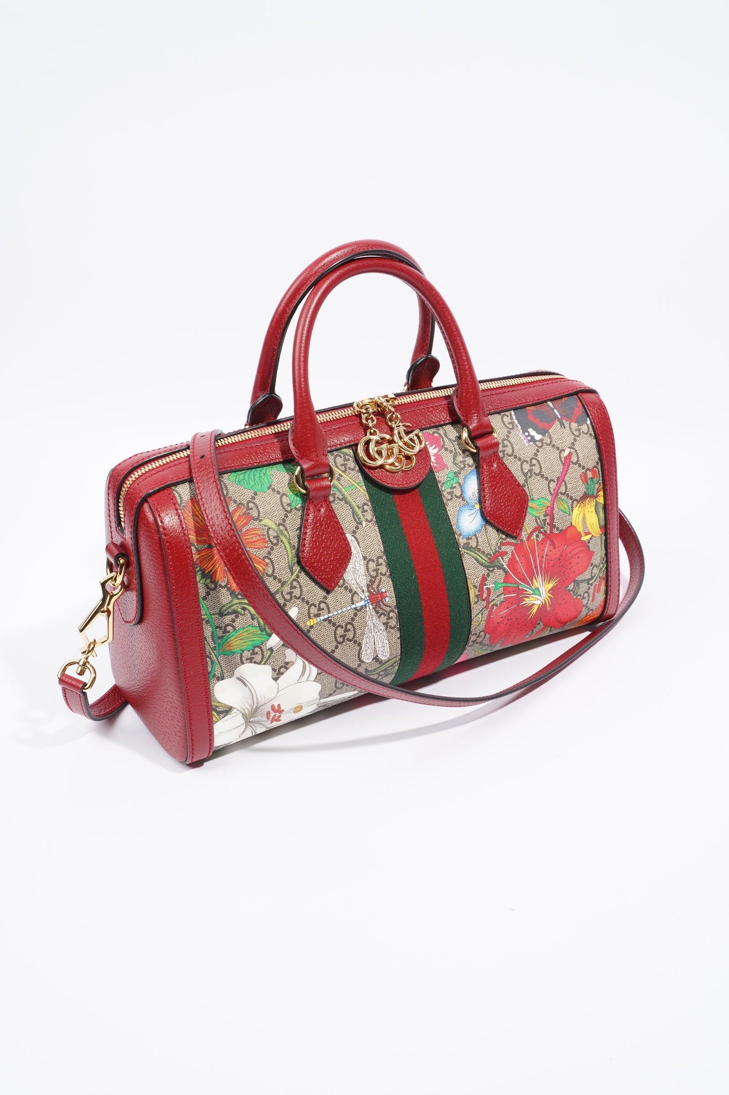 Gucci Ophidia Boston GG Supreme Floral Coated Canvas