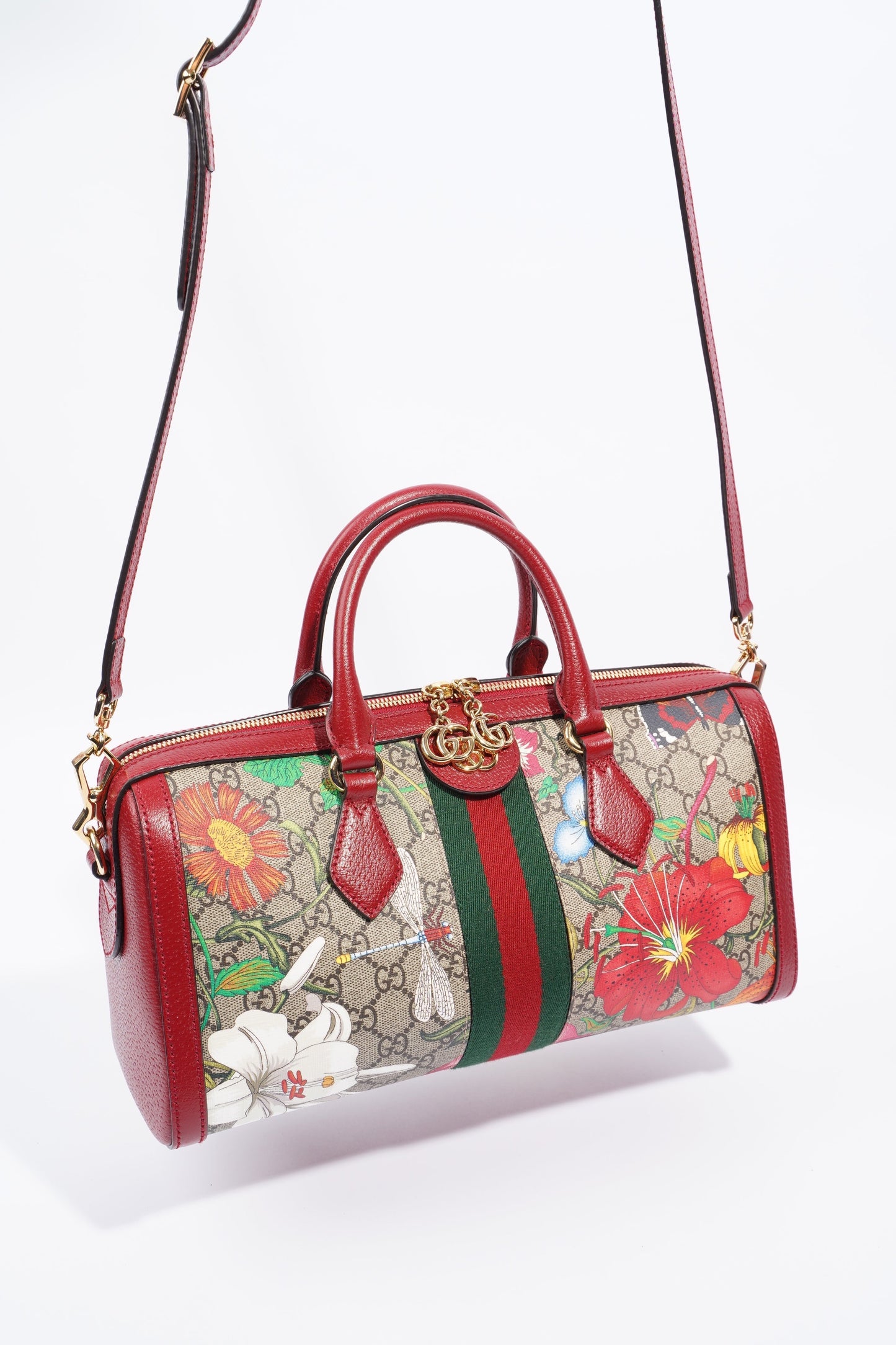 Gucci Ophidia Boston GG Supreme Floral Coated Canvas