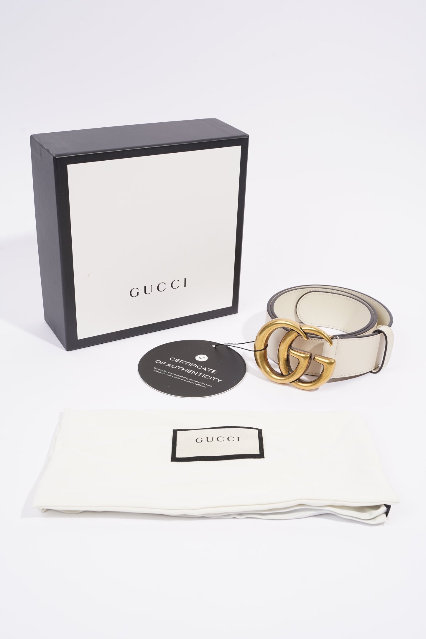 Gucci Marmont Belt Cream Leather 70cm 28"
