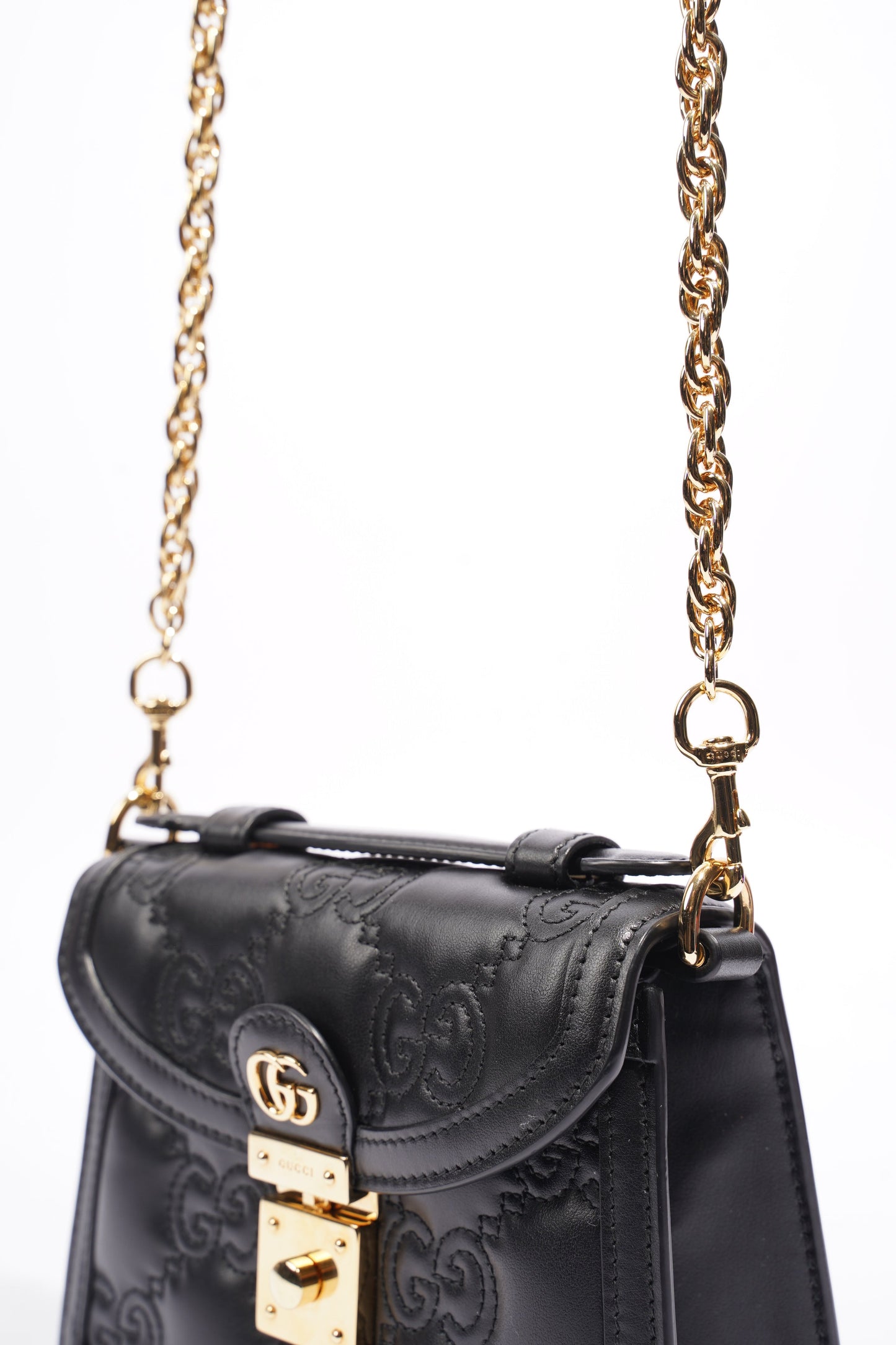 Gucci GG Matelasse Top Handle Black Matelasse Leather Small