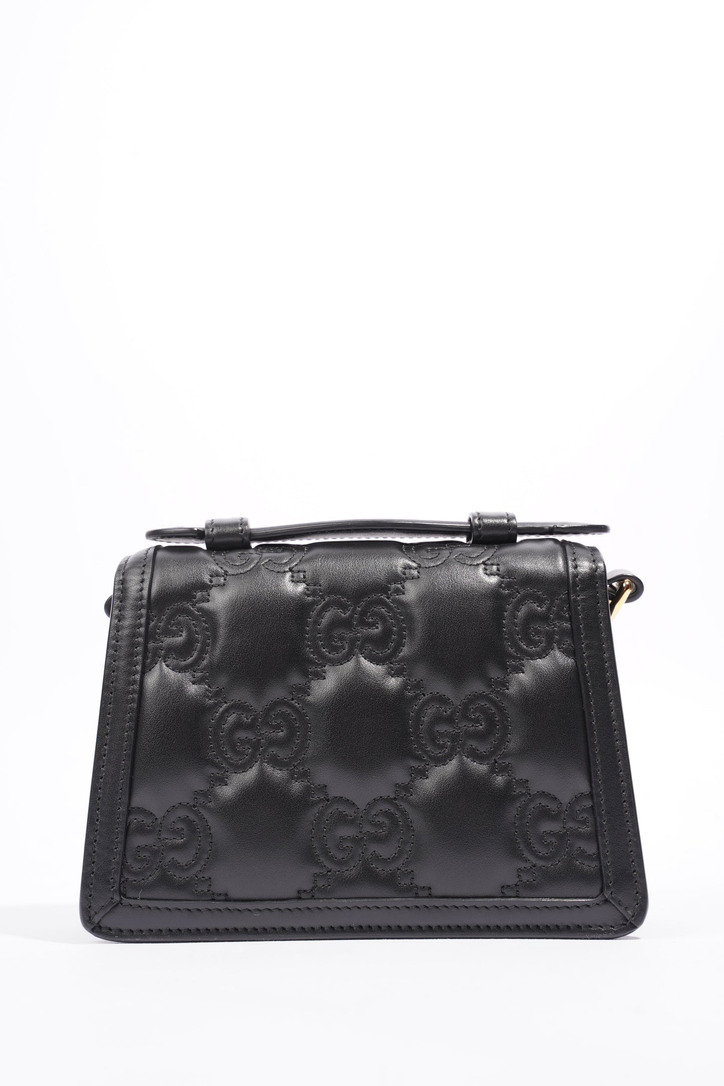 Gucci GG Matelasse Top Handle Black Matelasse Leather Small