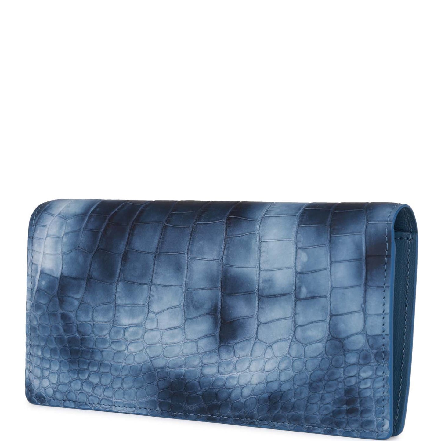Louis Vuitton Brazza Wallet Multi Blue Matte Alligator Silver Hardware