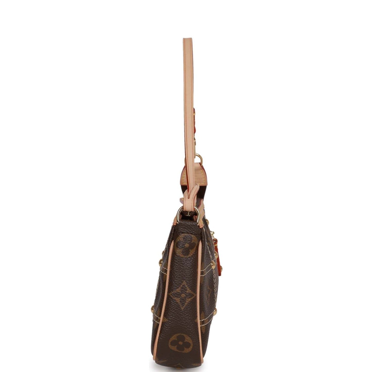 Louis Vuitton Brown Monogram Riveting Pochette Gold Hardware