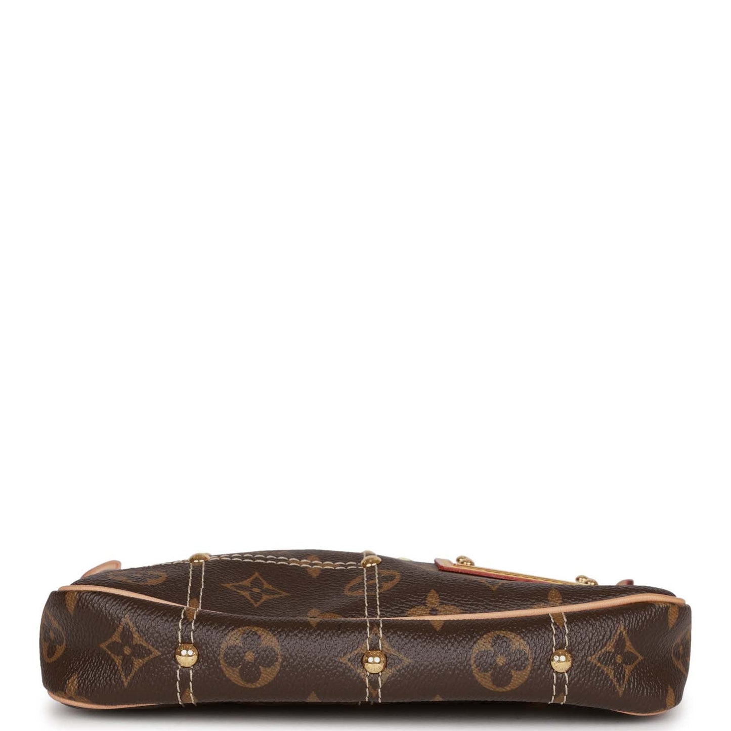 Louis Vuitton Brown Monogram Riveting Pochette Gold Hardware