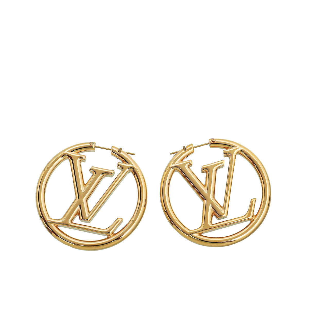 Louis Vuitton Gold Finish Louise Hoop GM Earrings