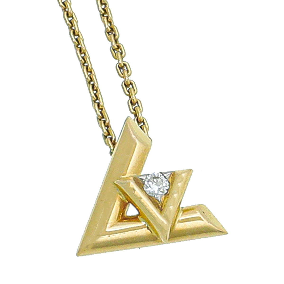 Louis Vuitton 18K Yellow Gold Diamond Volt One Small Pendant Necklace