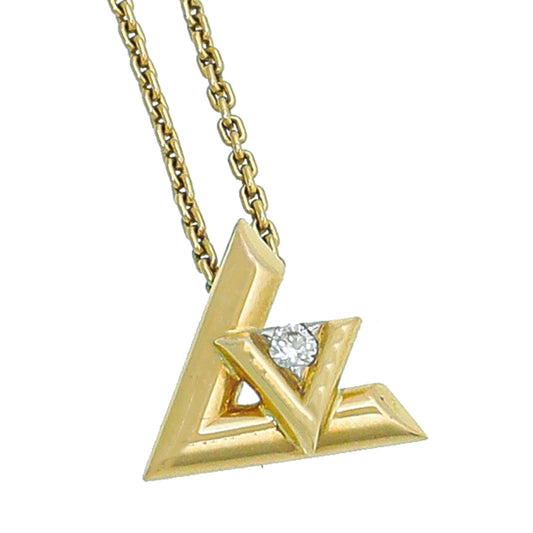 Louis Vuitton 18K Yellow Gold Diamond Volt One Small Pendant Necklace