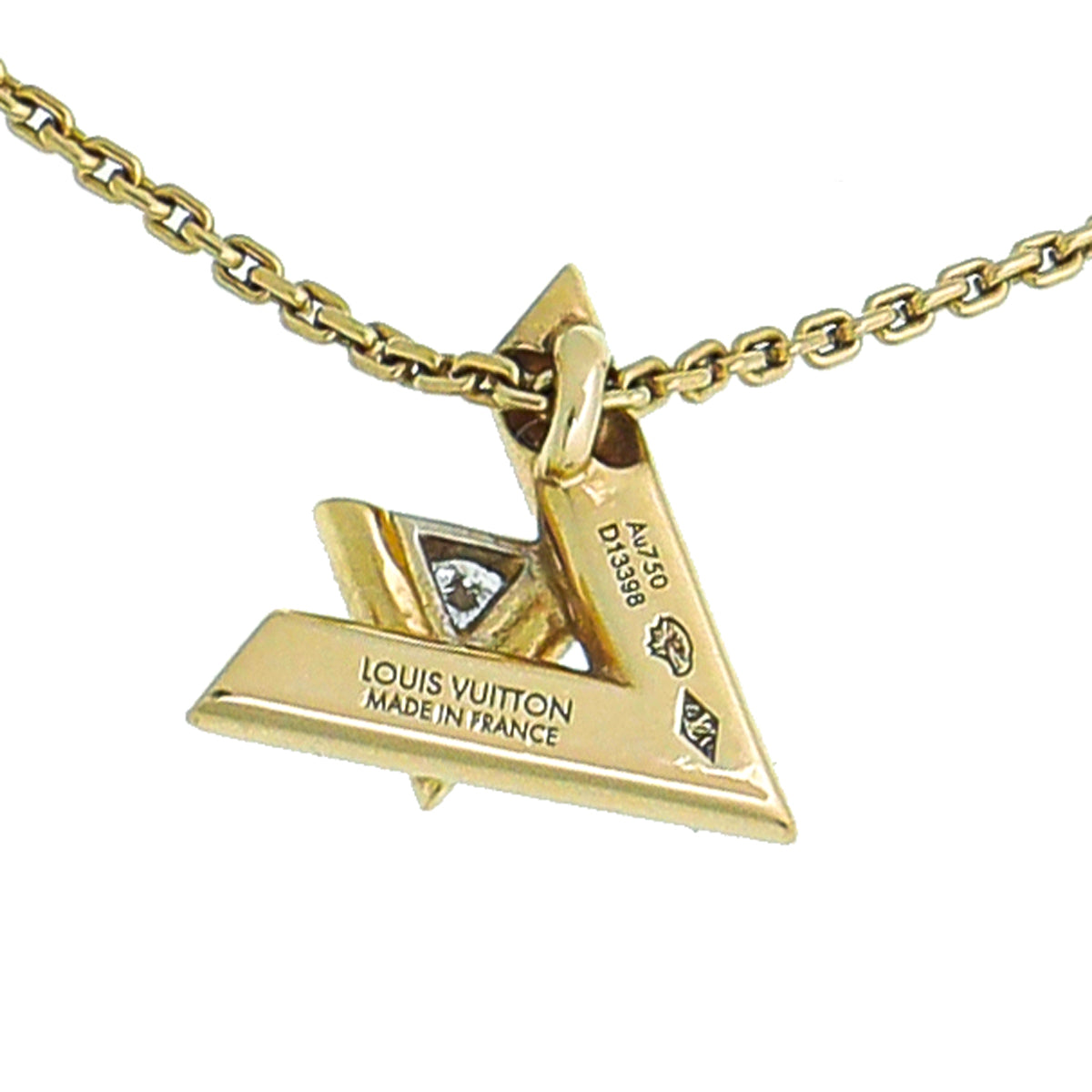 Louis Vuitton 18K Yellow Gold Diamond Volt One Small Pendant Necklace